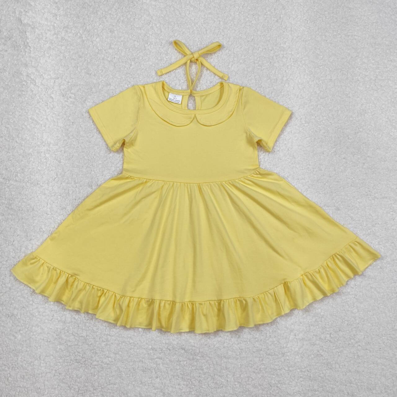 GSD1916 RTS  girl clothes yellow cotton twirl girl summer dress
