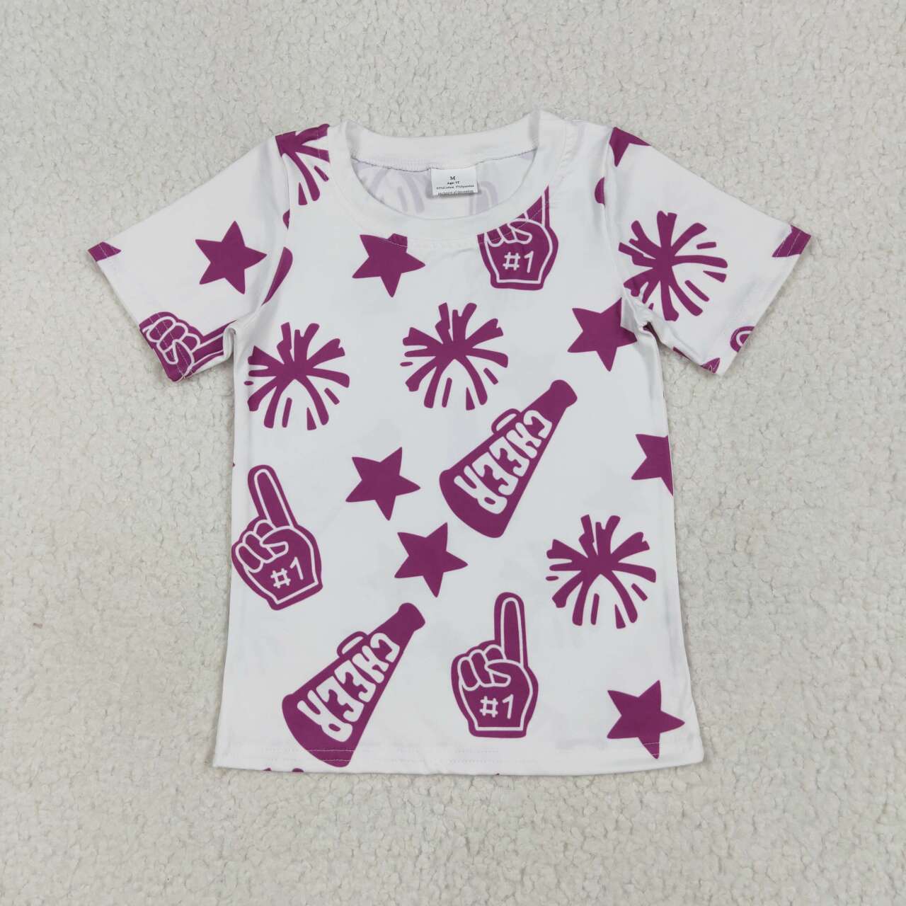 GT0993 RTS girl summer clothes cheer purple state girl summer tshirt
