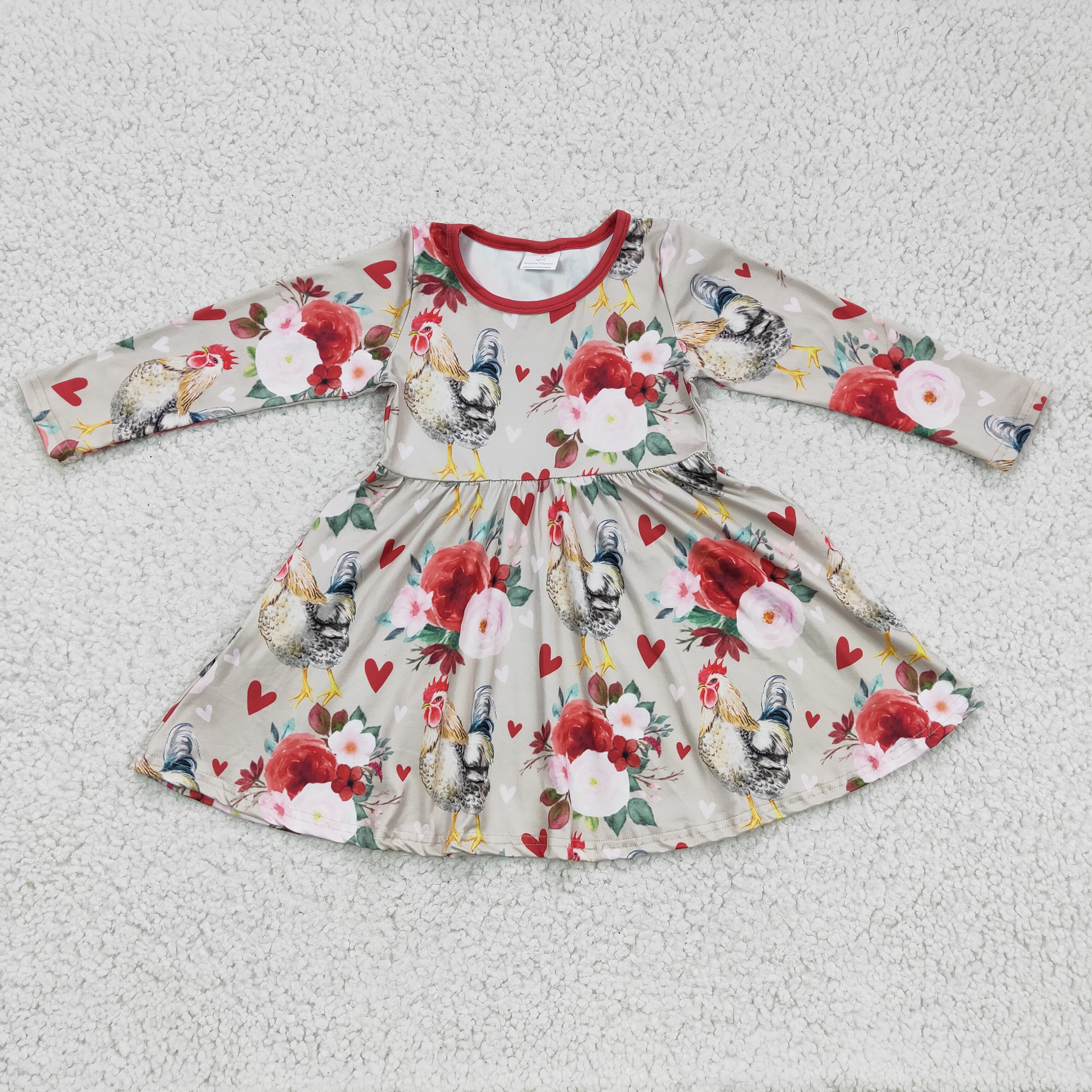 GLD0163 baby girl clothes chicken floral winter dress-promotion 2024.12.7 $5.5