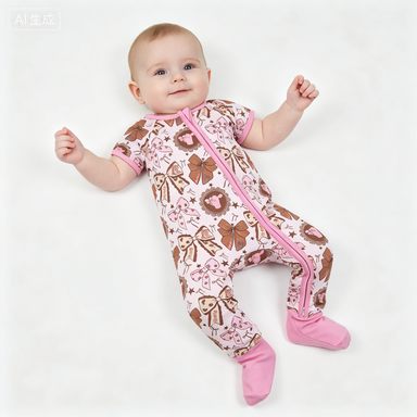 RTS SR3763  baby girl clothes pink bows print toddler girl summer romper