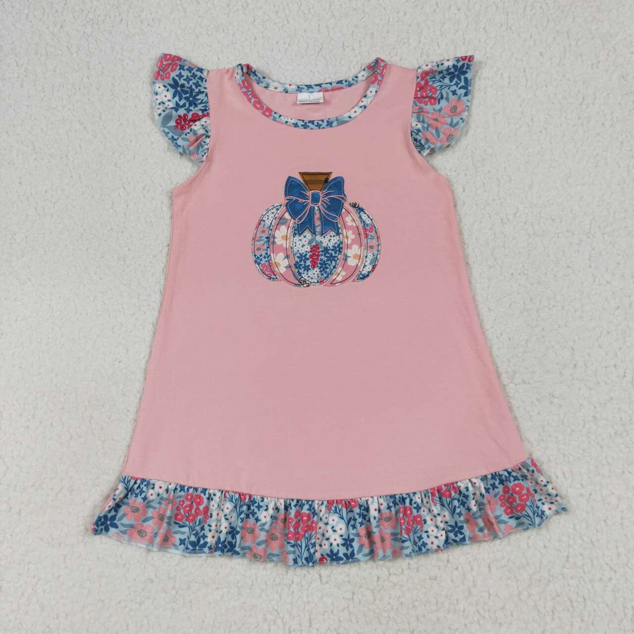 GSD2585 RTS toddler clothes pumpkin girl summer embroidery dress
