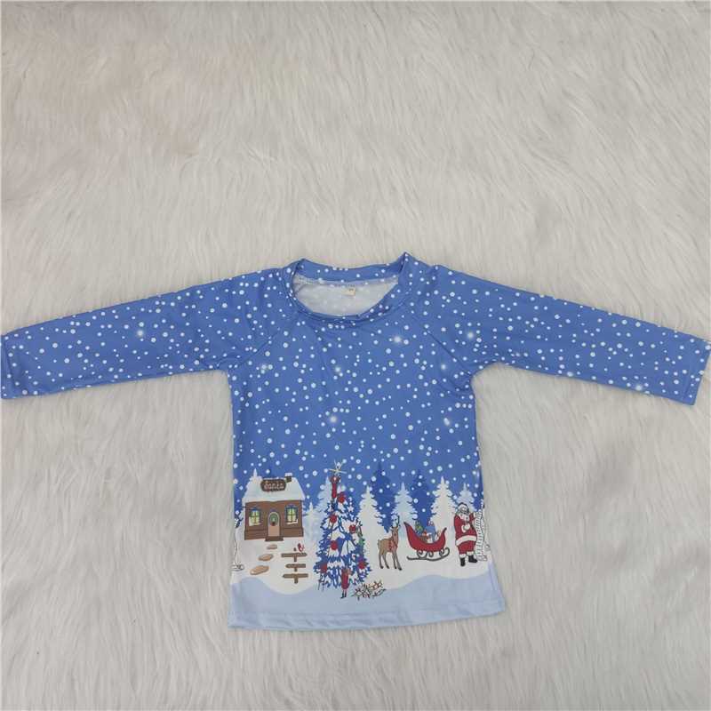 6 A1-16 baby boy clothes boy christmas shirt blue house top-promotion 2025.10.18 $1.99