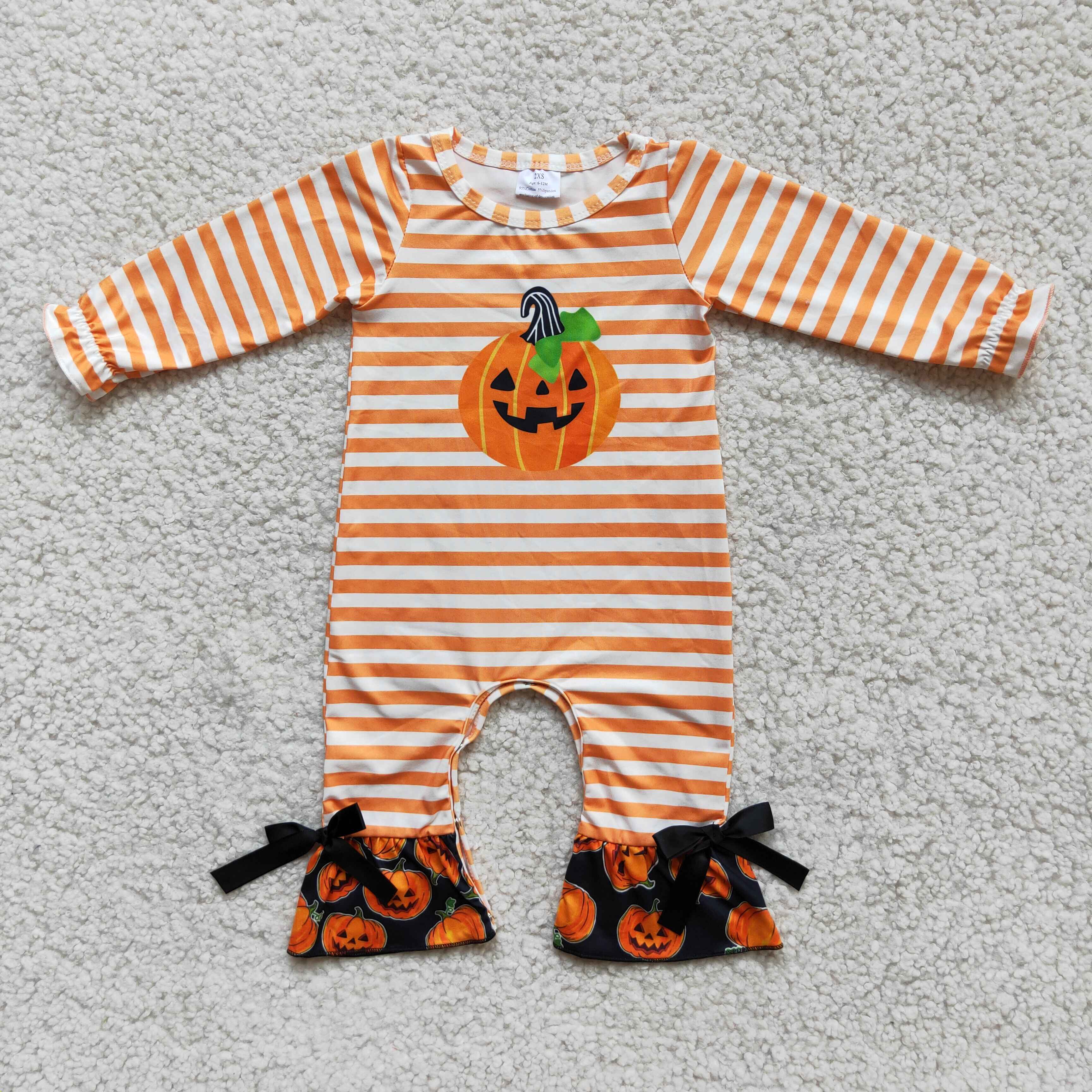 6 A13-2 girl halloween pumpkin winter romper-promotion 2025.8.23 $2.99