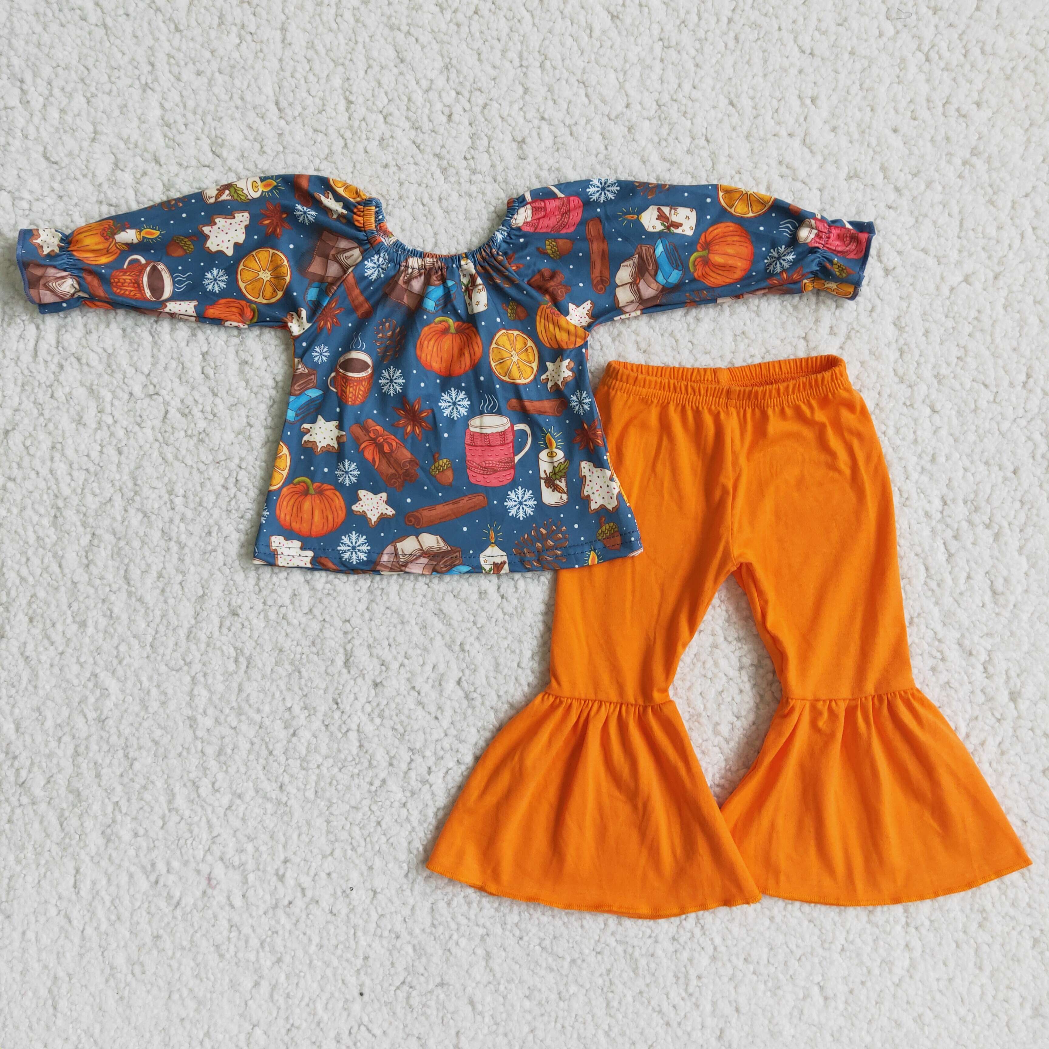 6 A2-29 girl winter pumpkin long sleeve set-promotion 2025.9.13 $2.99
