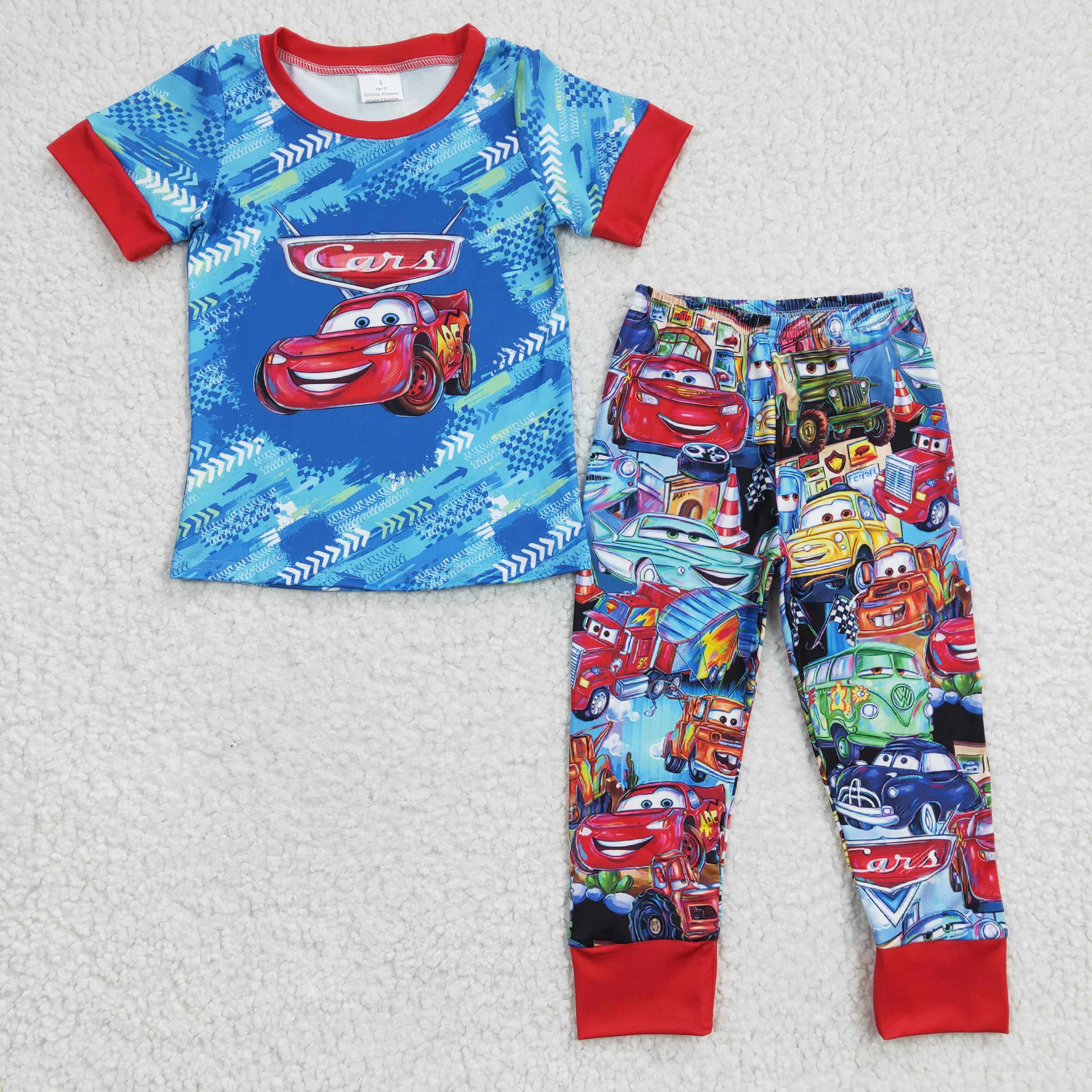 BSPO0090 RTS baby boy clothes car blue boy fall spring set pants set-promotion $5.5 2026.1.31
