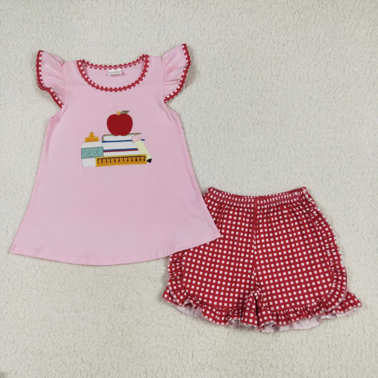 GSSO2069 RTS girl clothes books toddler girl back to school summer outfit embroidery