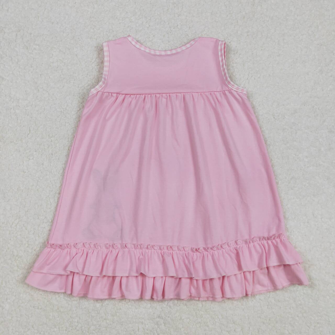 GSD1671 RTS girl easter dress bunny embroidery dress pink sleeveless girl clothes
