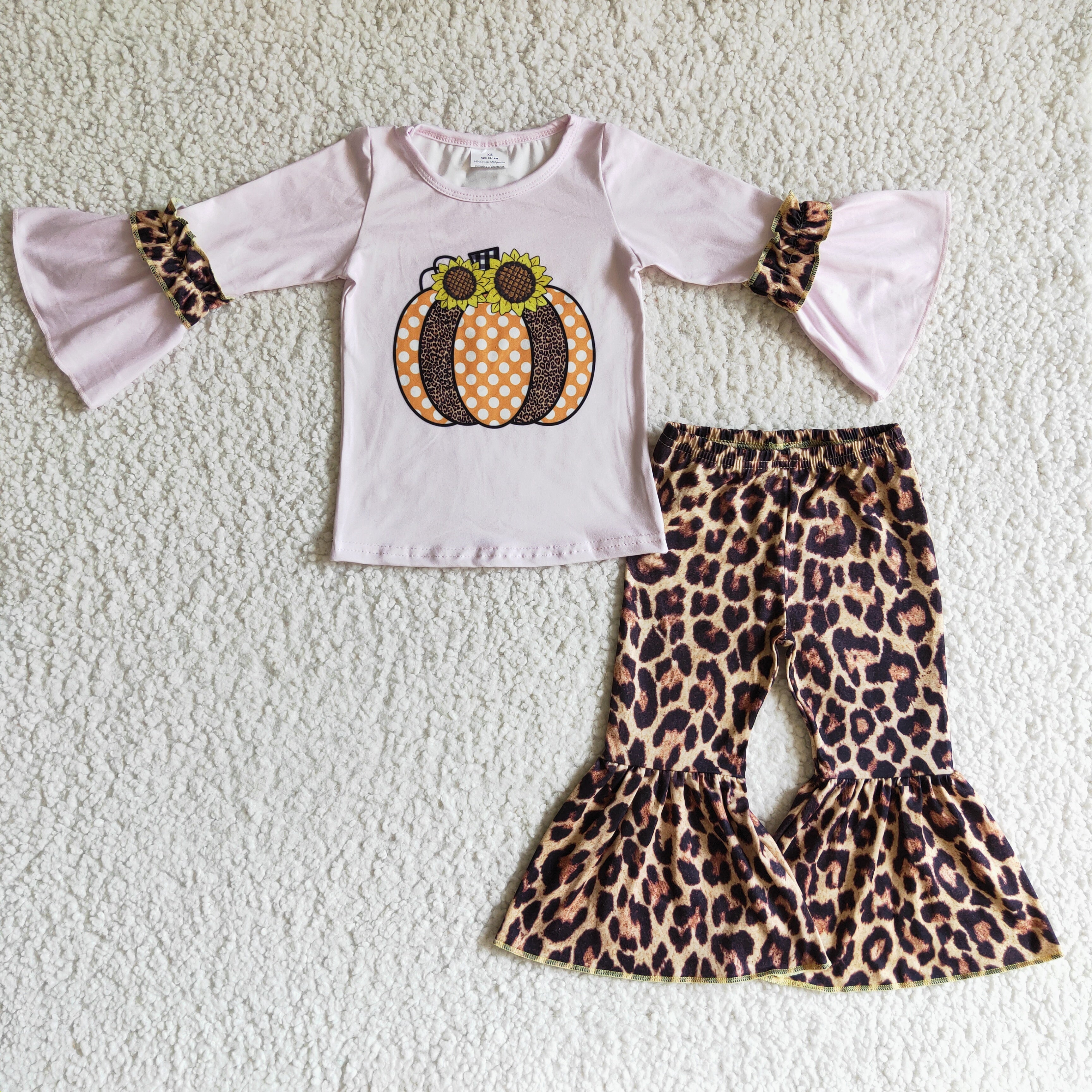 GLP0125 halloween clothes for kids pumpkin leopard outfits-promotion 2025.9.20 $5.5