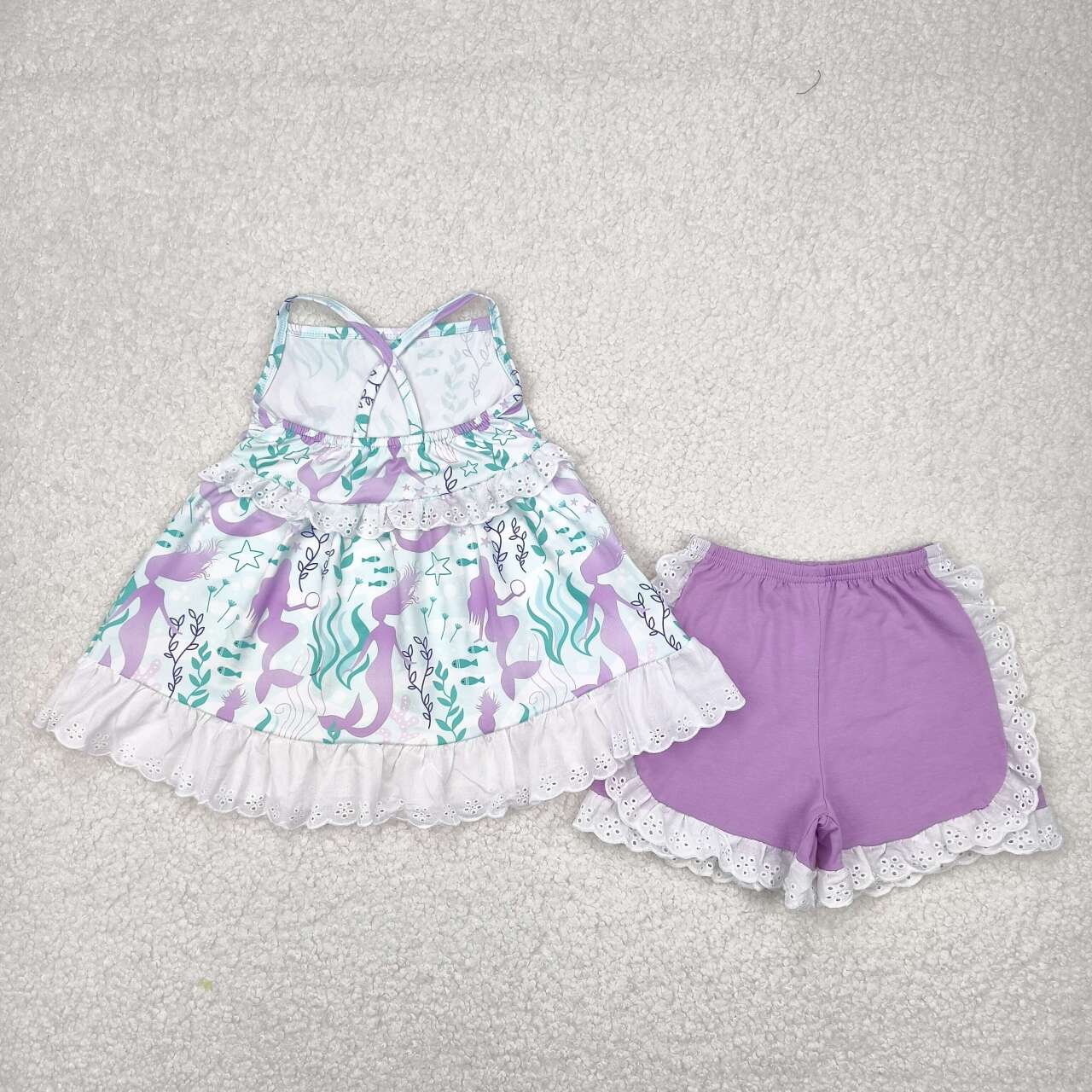 GSSO1675 RTS girl clothes girl summer set purple summer shorts set