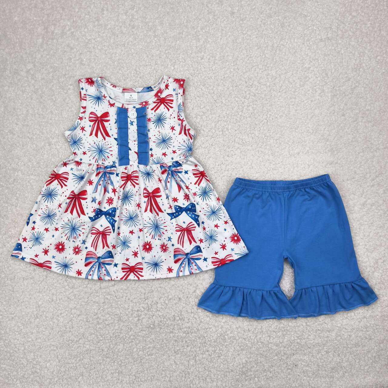 GSSO2238 RTS girl clothes flag girl 4th of July Patriotic summer set-embroidery