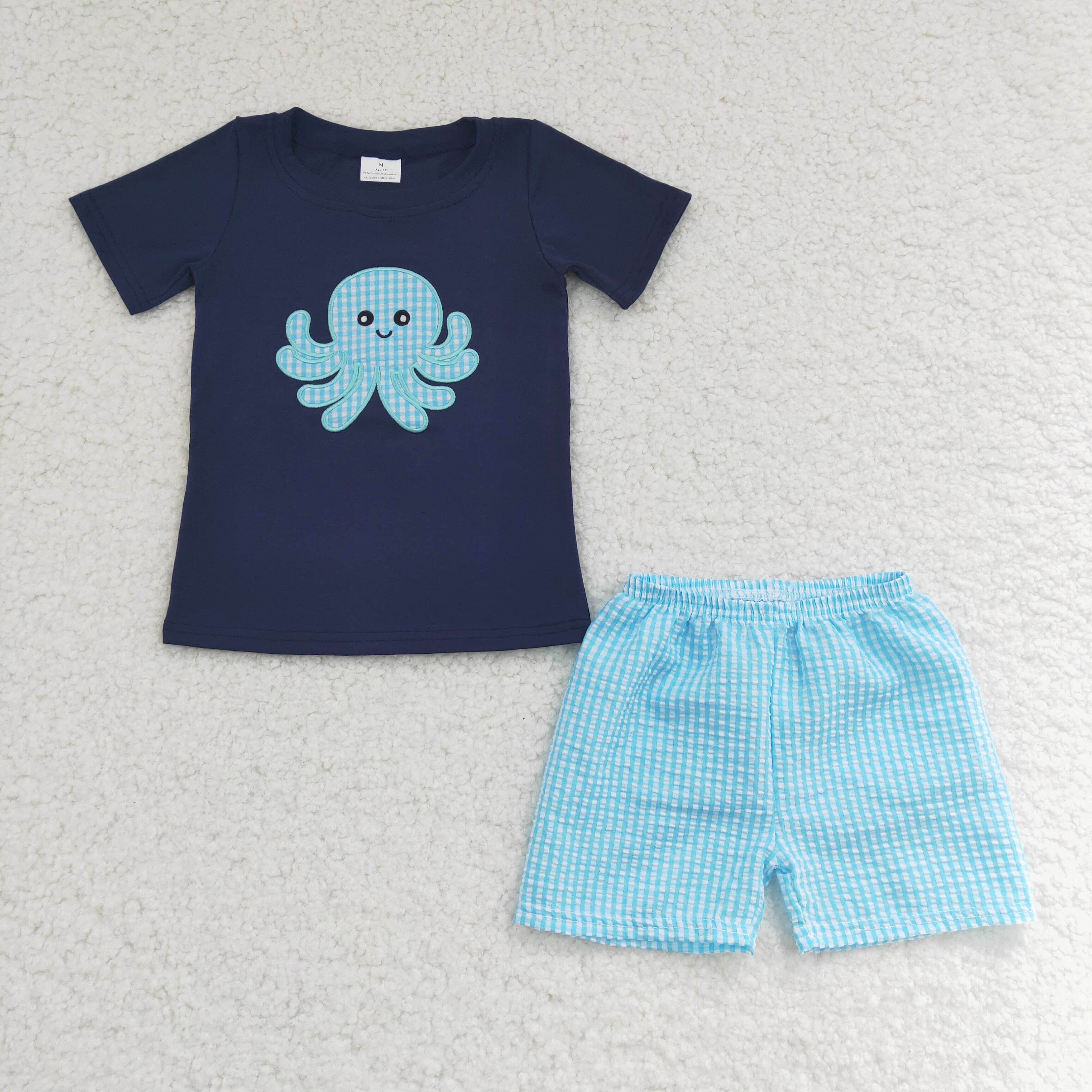 BSSO0088 baby boy clothes octopus embroidery outfits  summer clothing embroidered-promotion 2025.4.5 $5.5
