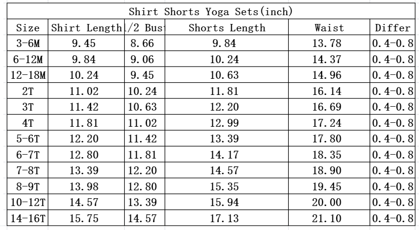 RTS girl clothes colorful toddler girl yoga summer outfit atheletic clothes