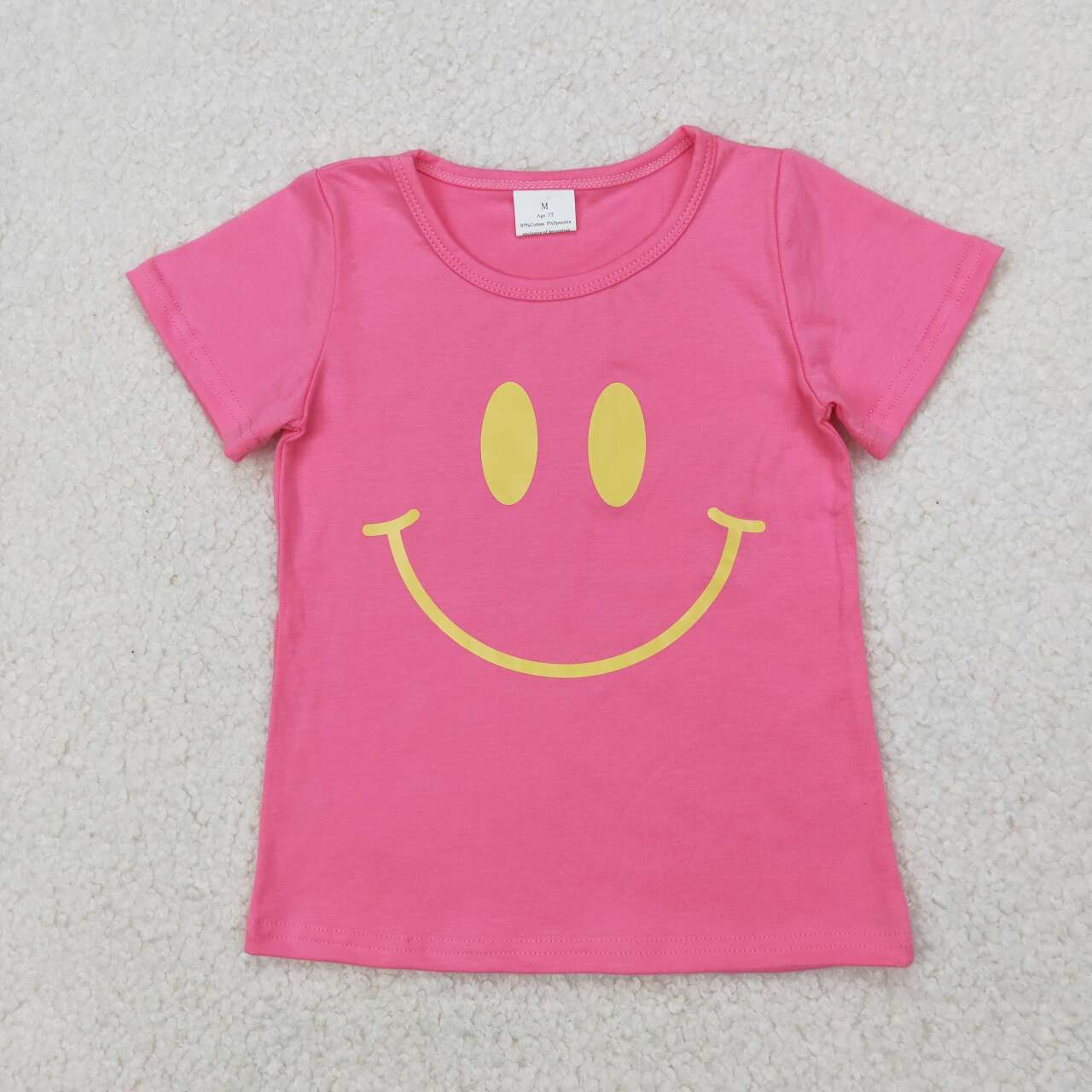 GT0959 RTS toddler girl clothes cotton vinyl smile girl summer top tshirt