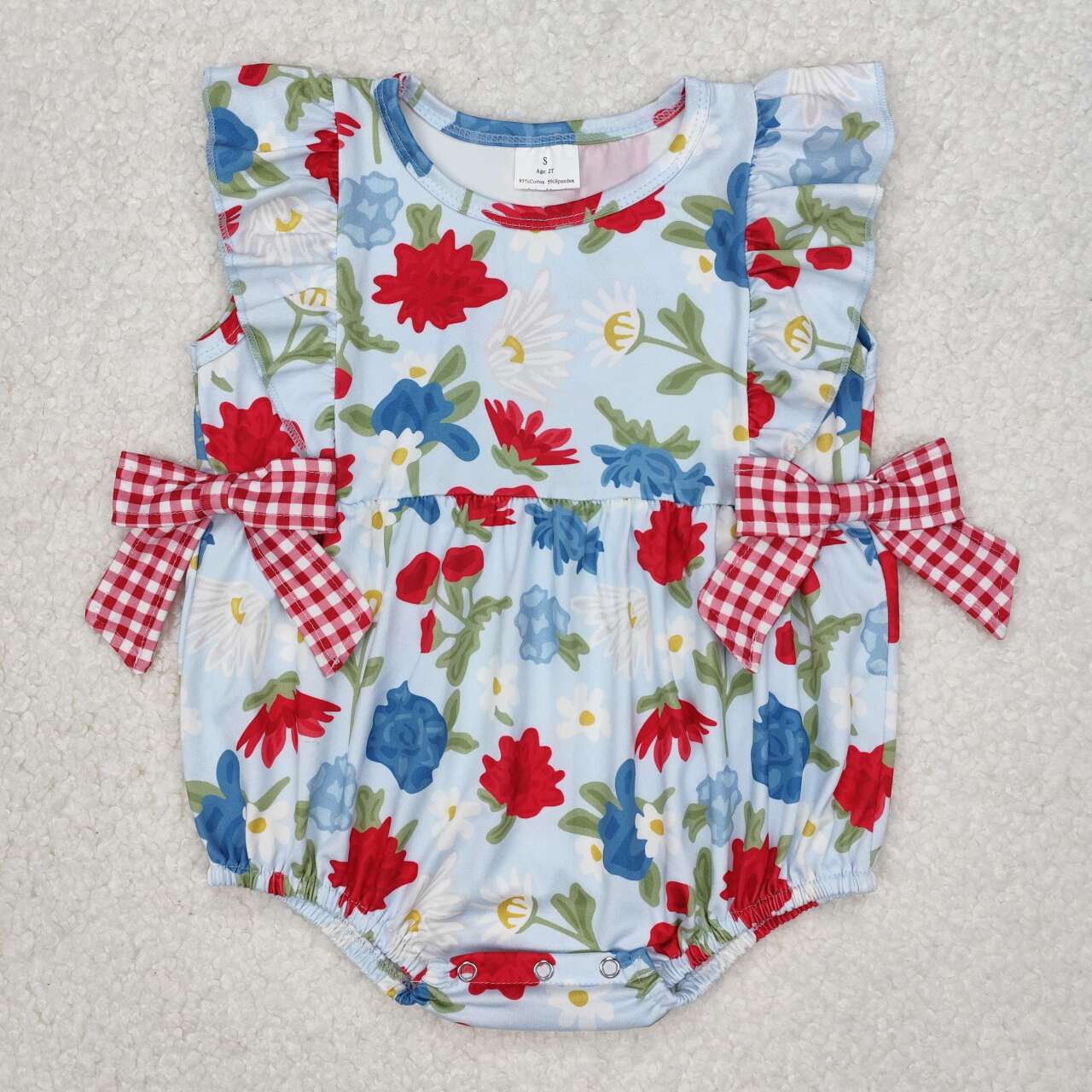 SR2593 RTS baby girl clothes floral girl 4th of July patriotic summer bubble