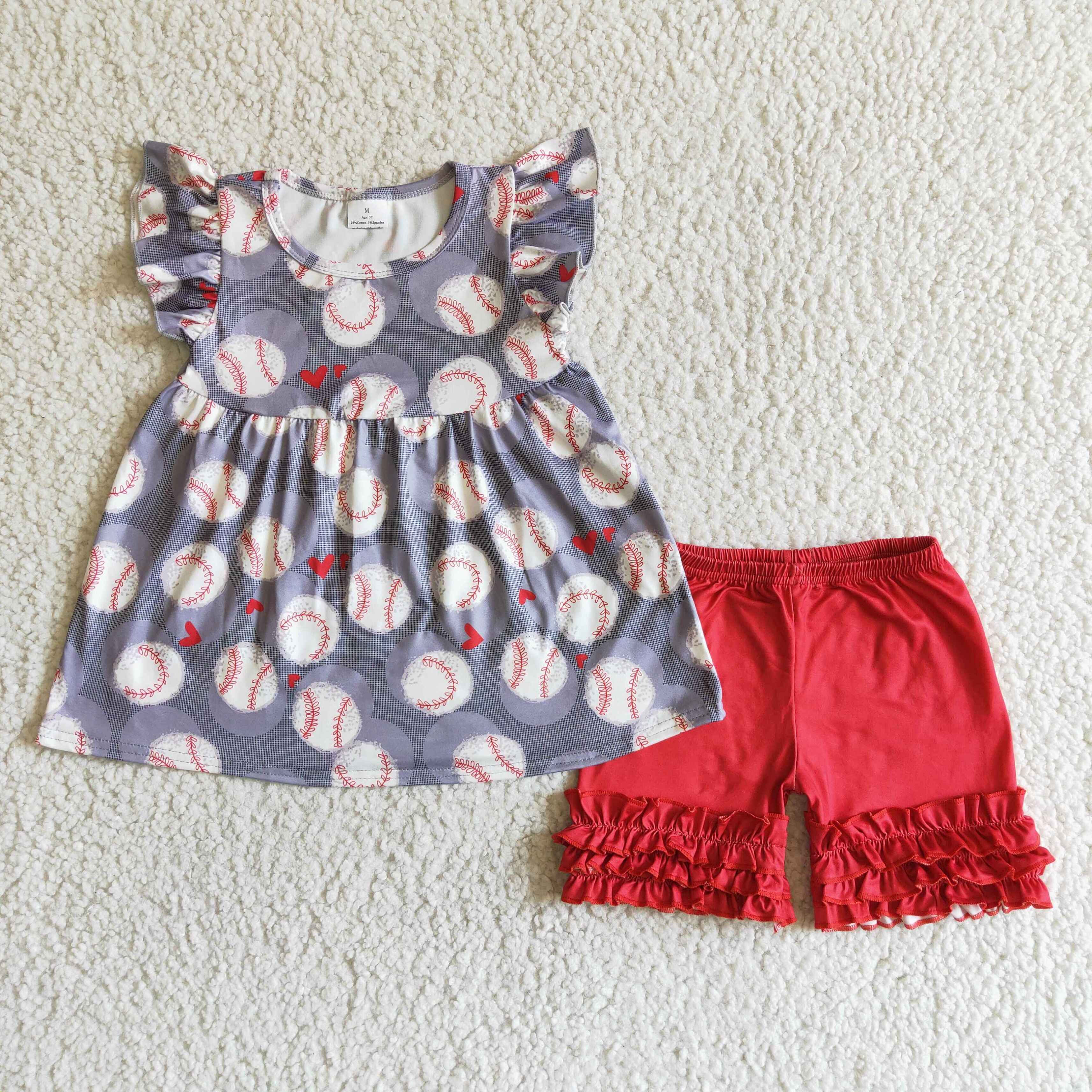 A10-5-1 girl clothing ball summer flutter sleeve set--promotion 2025.3.22 $2.99