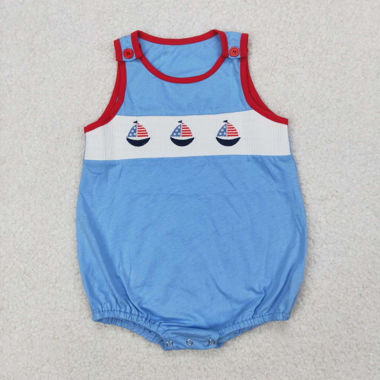 SR2574 RTS baby boy clothes sailing smock boy 4th of July patriotic summer bubble 