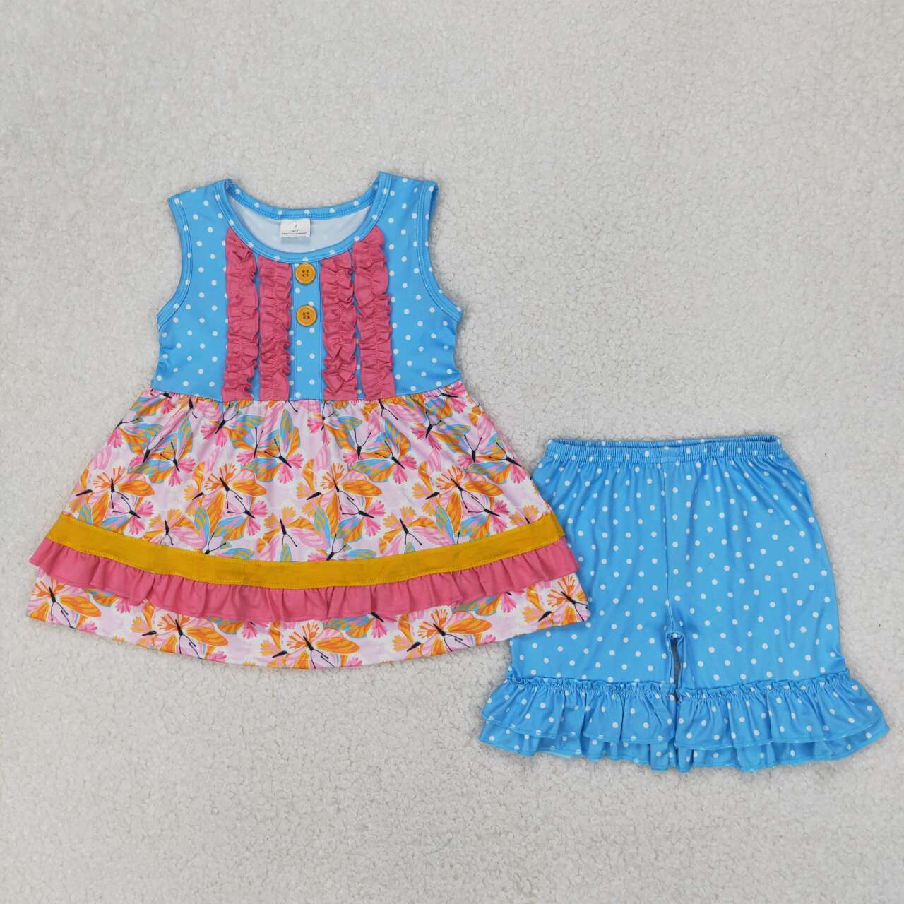 GSSO2199 RTS girl clothes butterfly girl summer outfit summer shorts set