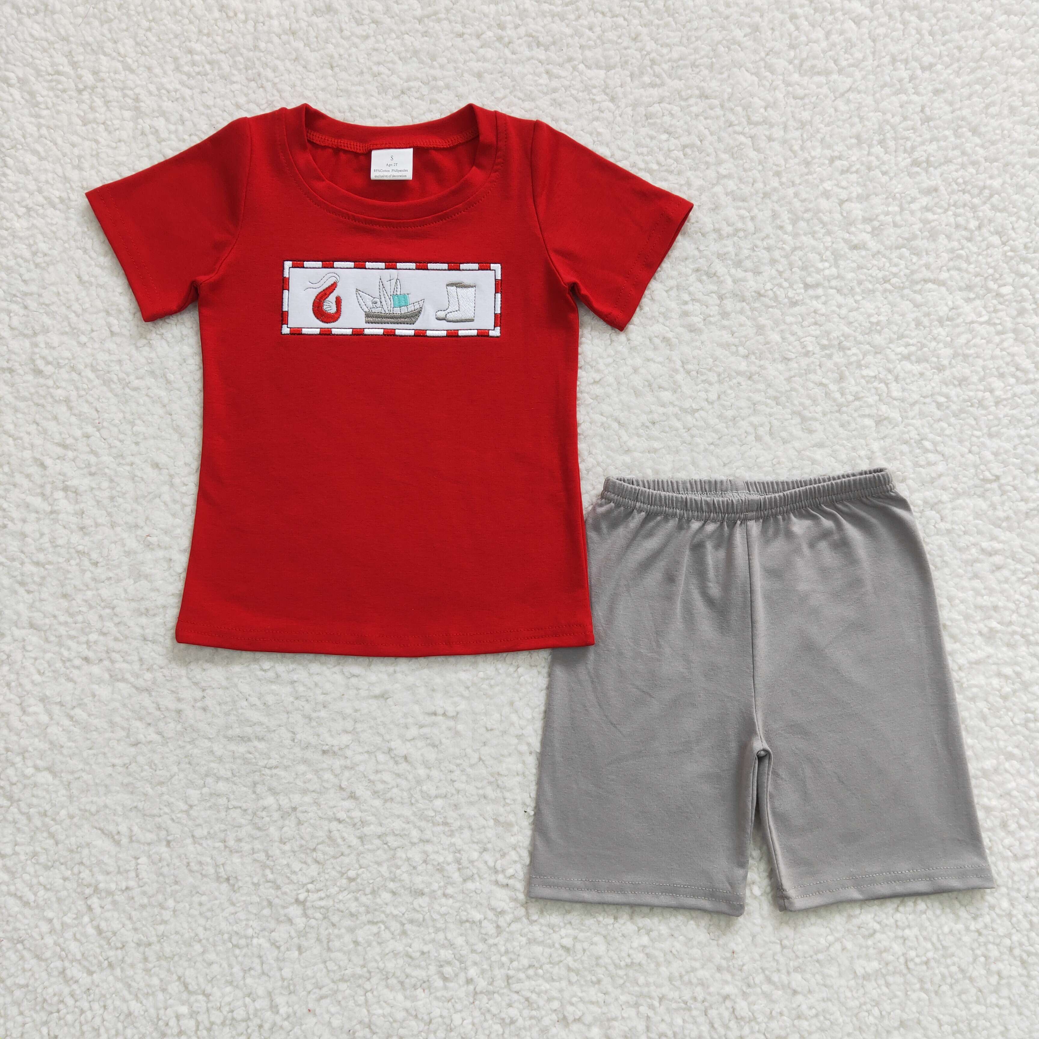 BSSO0144 baby boy clothes pocket summer outfits emboridery shorts set-promotion $5.5 2026.3.7