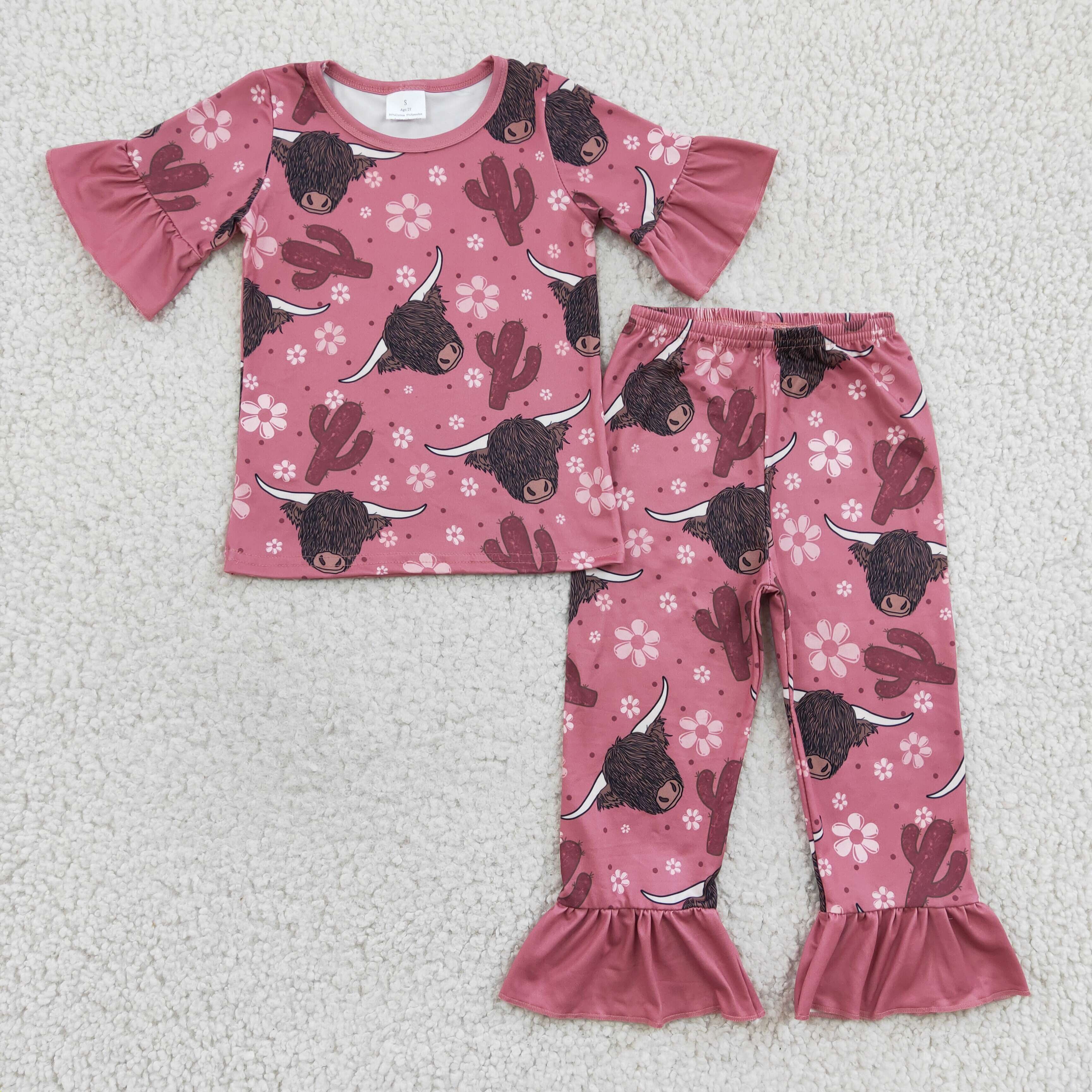 GSPO0326 baby girl clothes cow pink pajamas set-promotion $5.5 2026.3.14