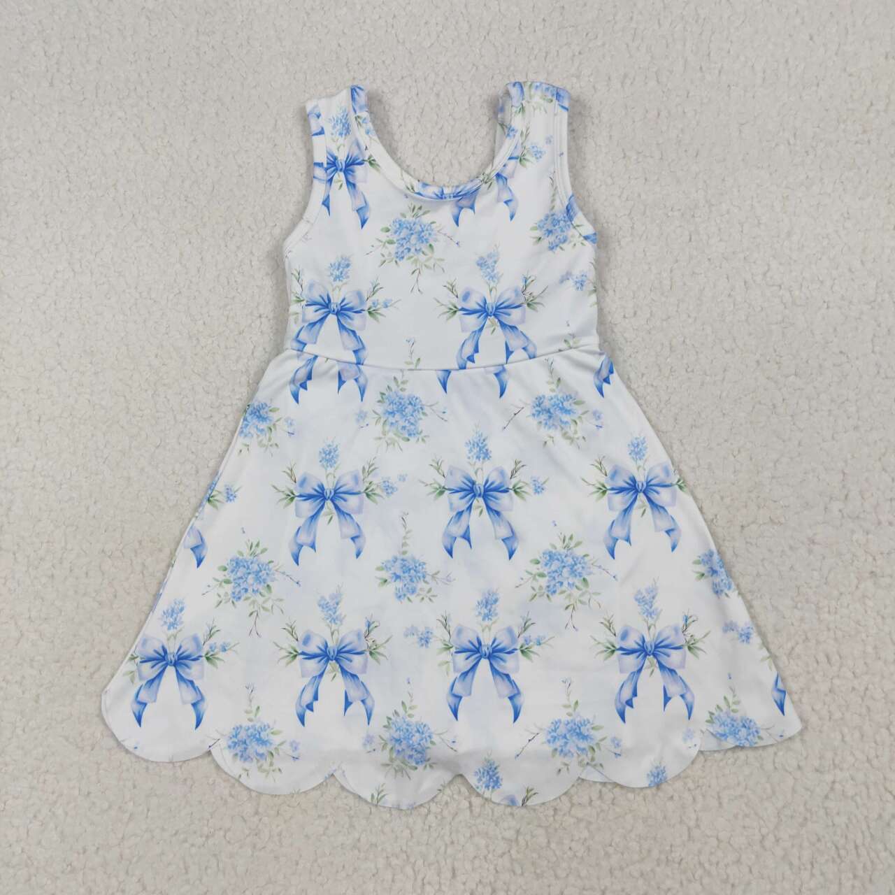 GSD2587 12-18M to 8-9T RTS girl clothes blue floral girl summer dress yoga clothes atheletic clothes