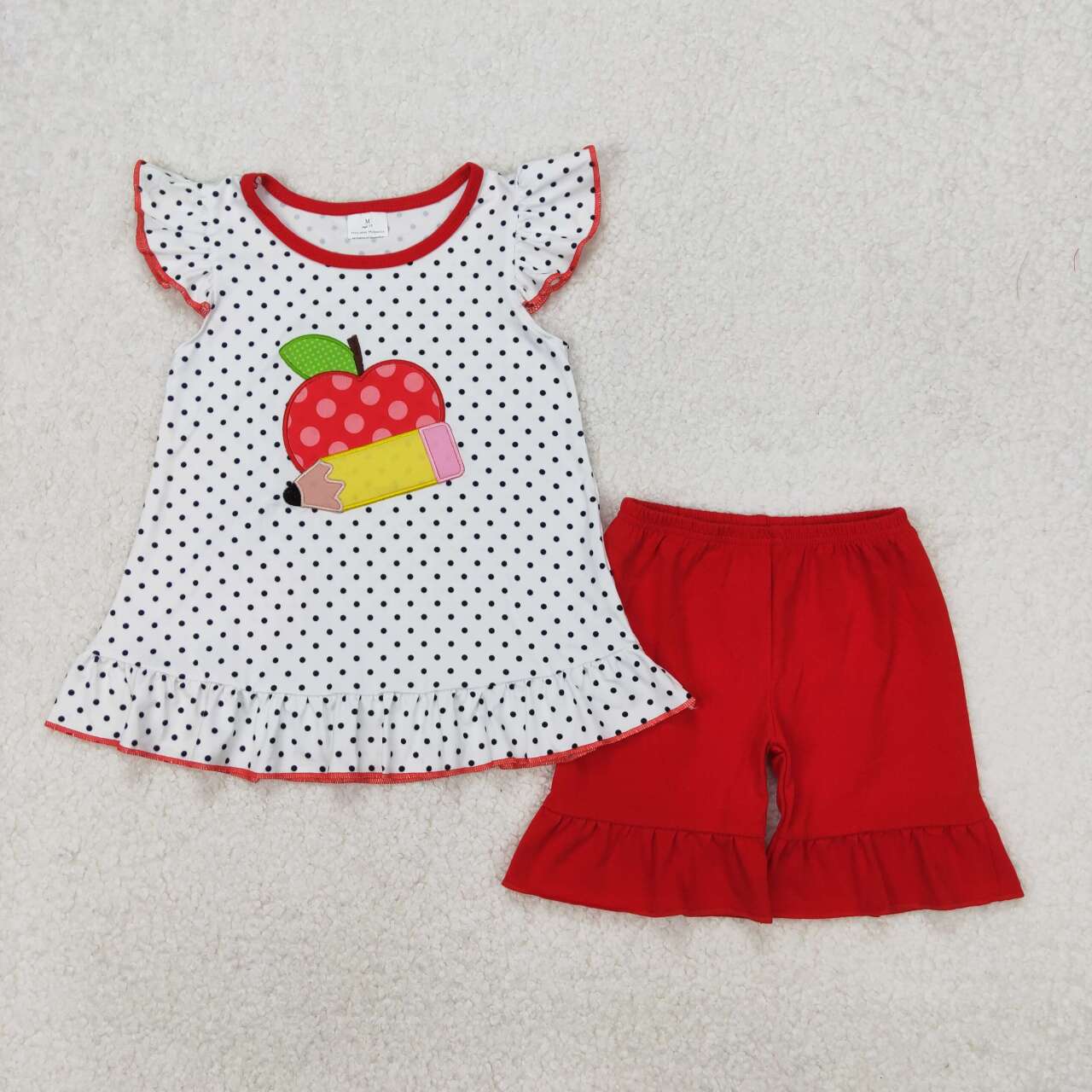 GSSO2071 RTS girl clothes toddler girl back to school summer outfit-embroidery
