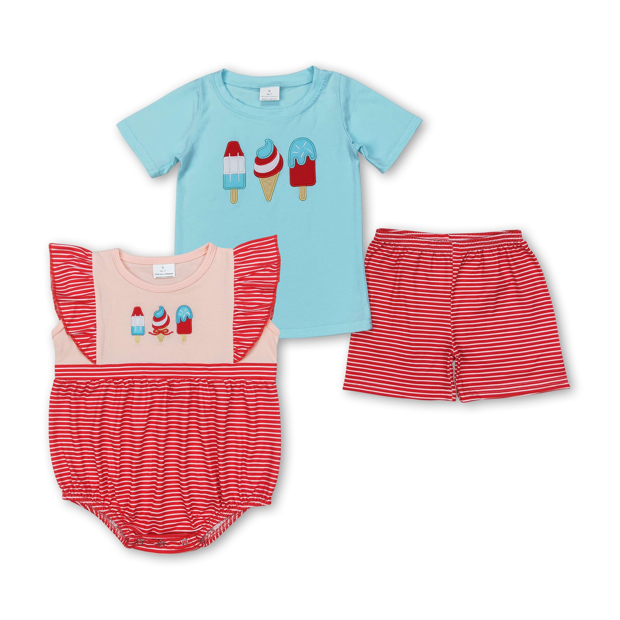 RTS Kids clothes Ice Cream toddler kids summer outfit-embroidery