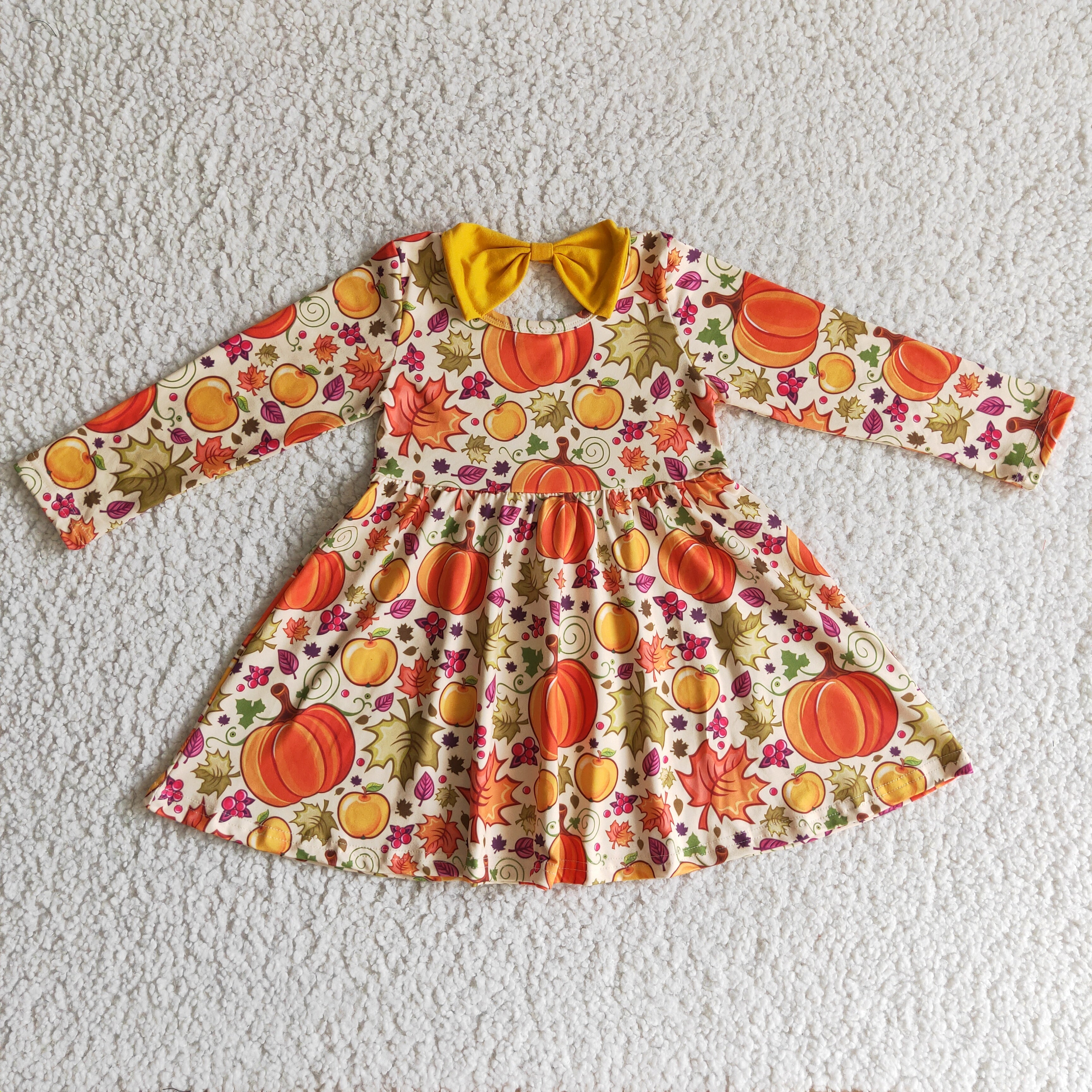 GLD0055 kids clothes girls girl halloween pumpkin bow dresses-promotion 2025.8.2 $5.5