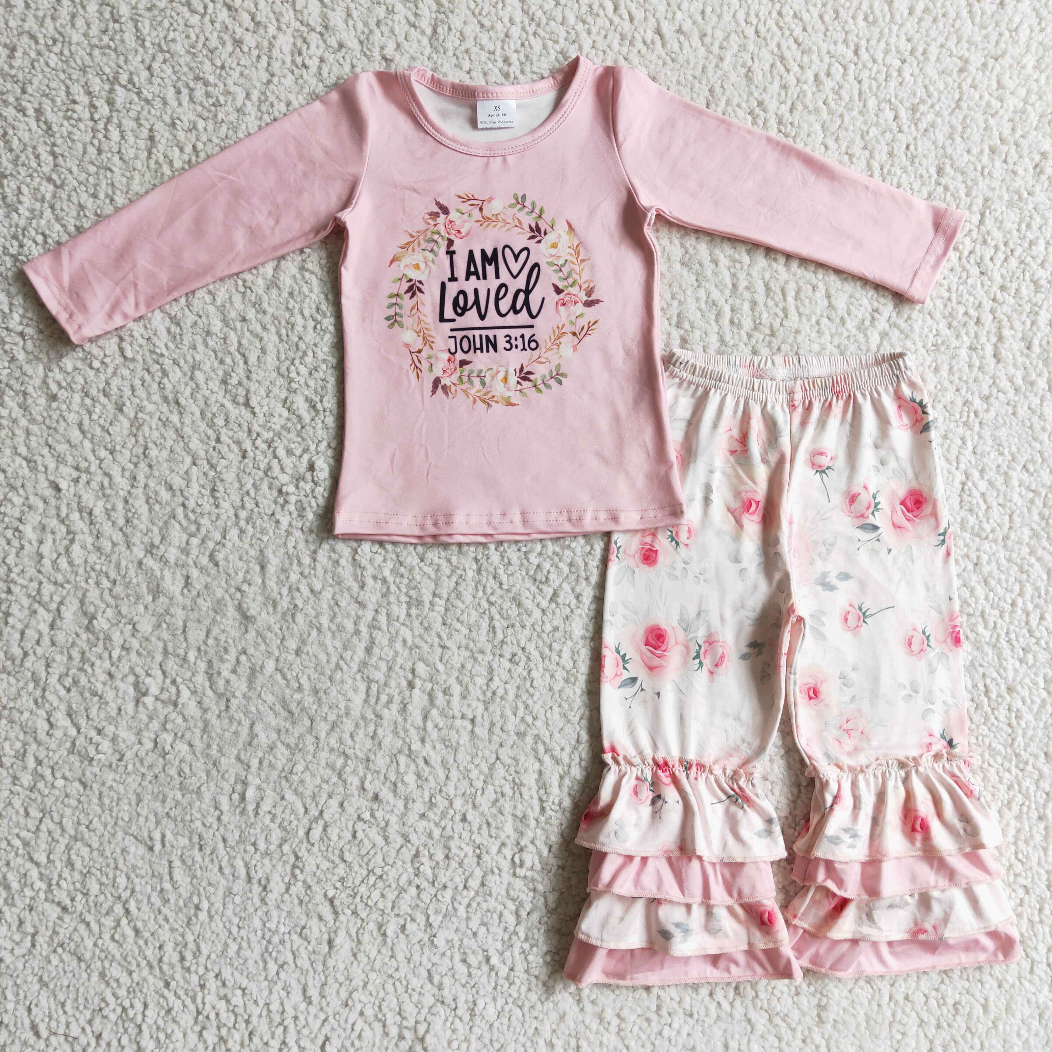 GLP0336 loved pink floral baby girl outfit set winter outfits-promotion 2025.1.4 $5.5