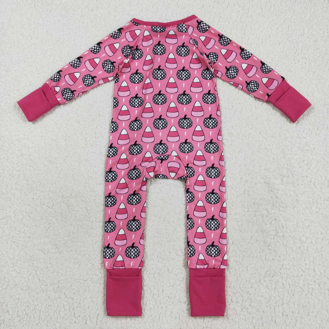 LR2467 RTS baby girl clothes candy girl halloween winter romper zip romper