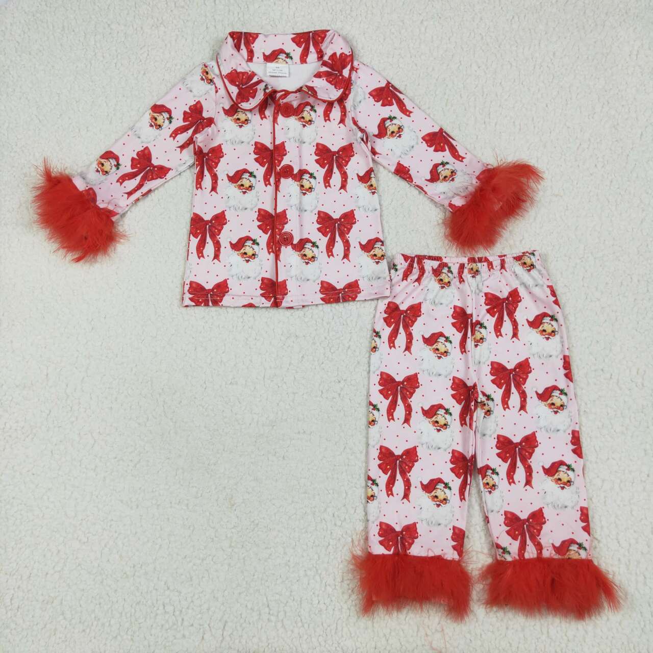 GLP2373 RTS toddler girl clothes santa girl winter christmas pajamas set 