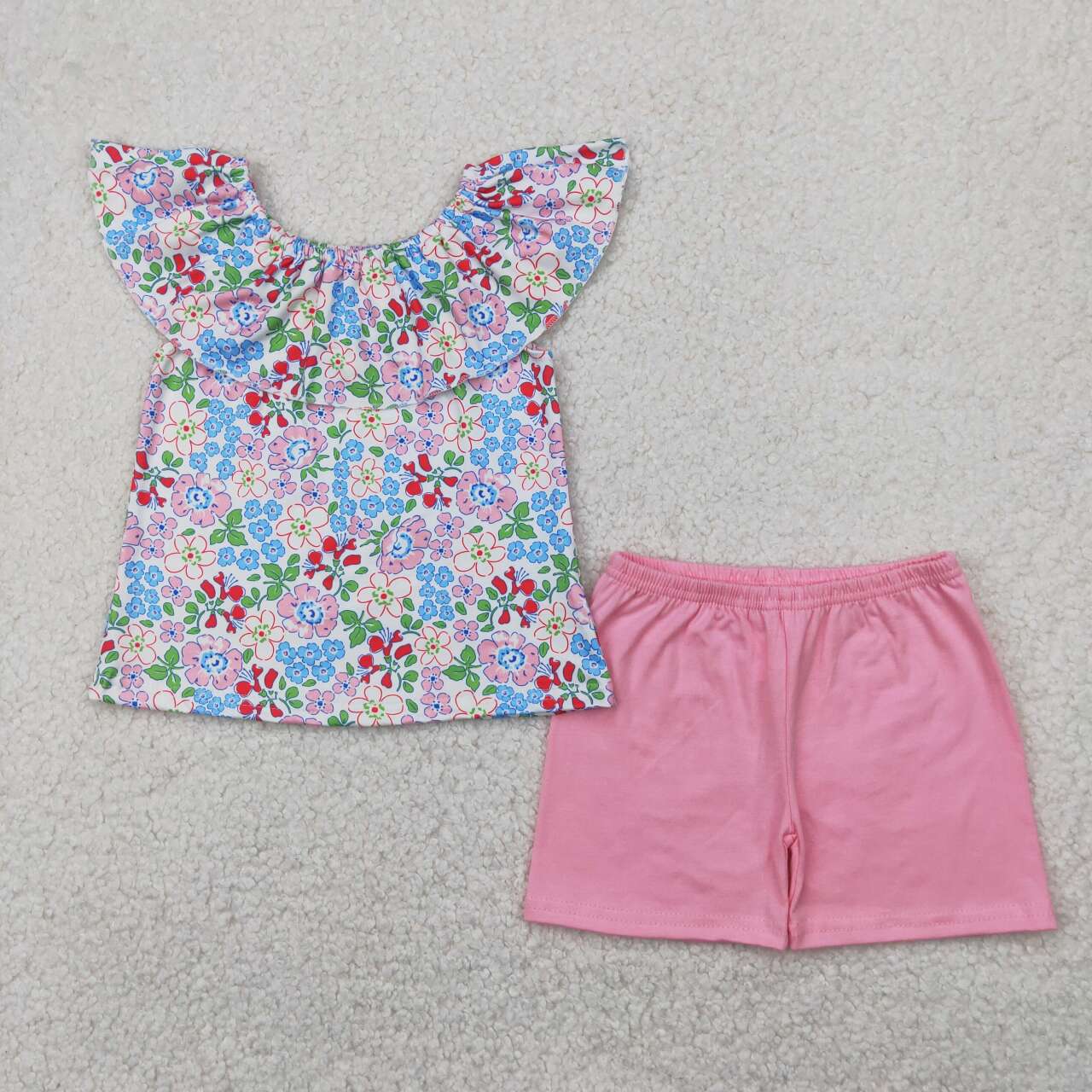 GSSO2277 RTS toddler girl clothes floral girl summer set