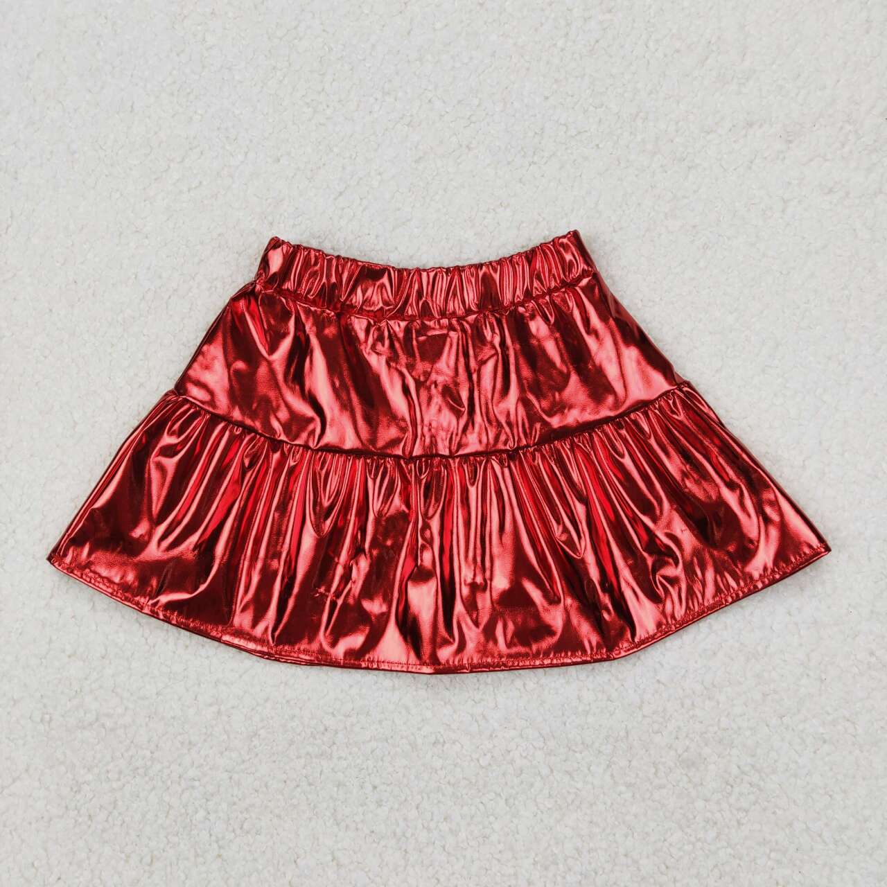 GLK0041 RTS girls clothes red girl summer skirt leather skirt