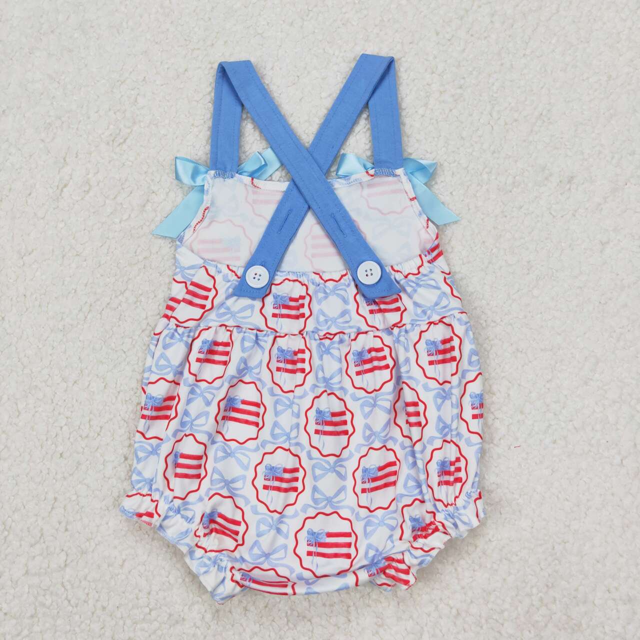 SR2691 RTS girl clothes bow flag 4th of July toddler girl summer bubble