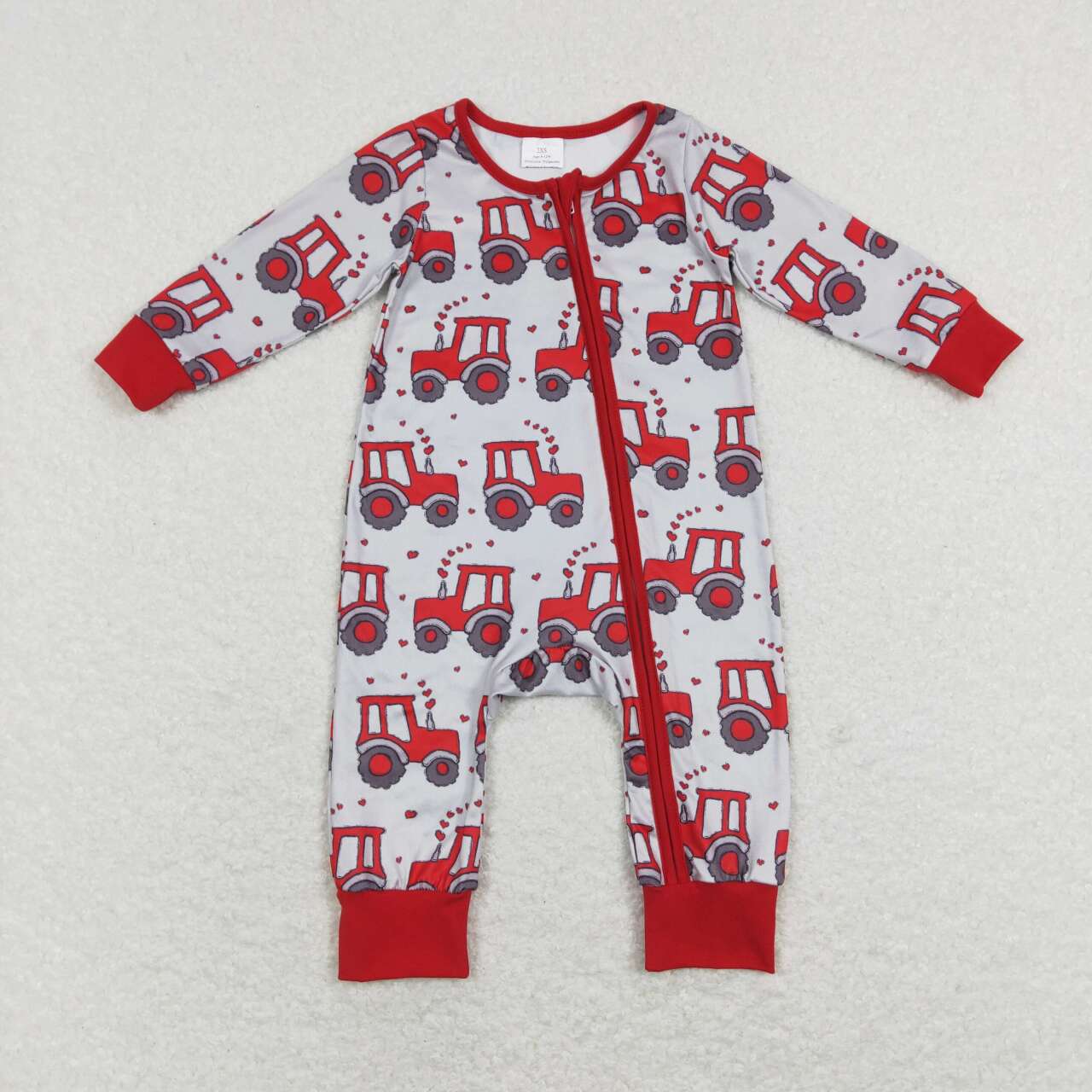 LR0887 baby boy clothes heart truck toddler valentines day clothes zipper romper-promotion 2026.1.10 $5.5