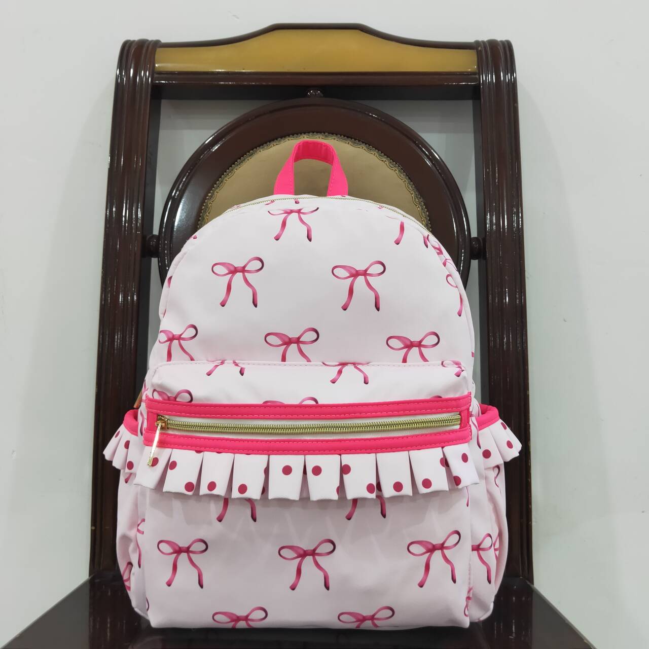 BA0233 RTS toddler backpack bow print print baby  gift preschool bag Sizes:13.2*17*5 Iinches