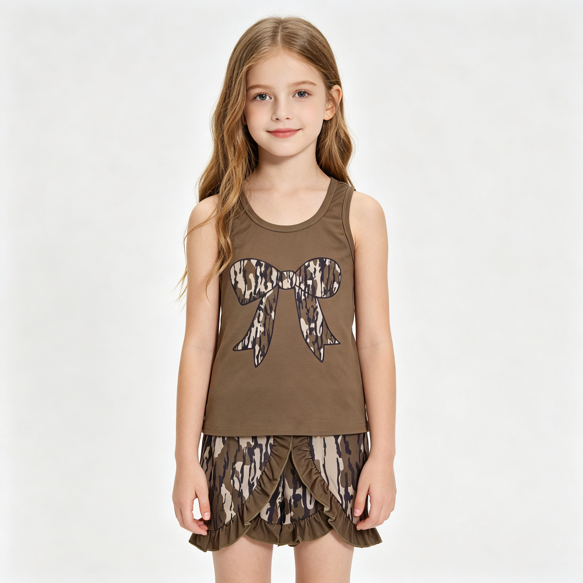 RTS baby clothes girl summer set  camo bows baby summer shorts set