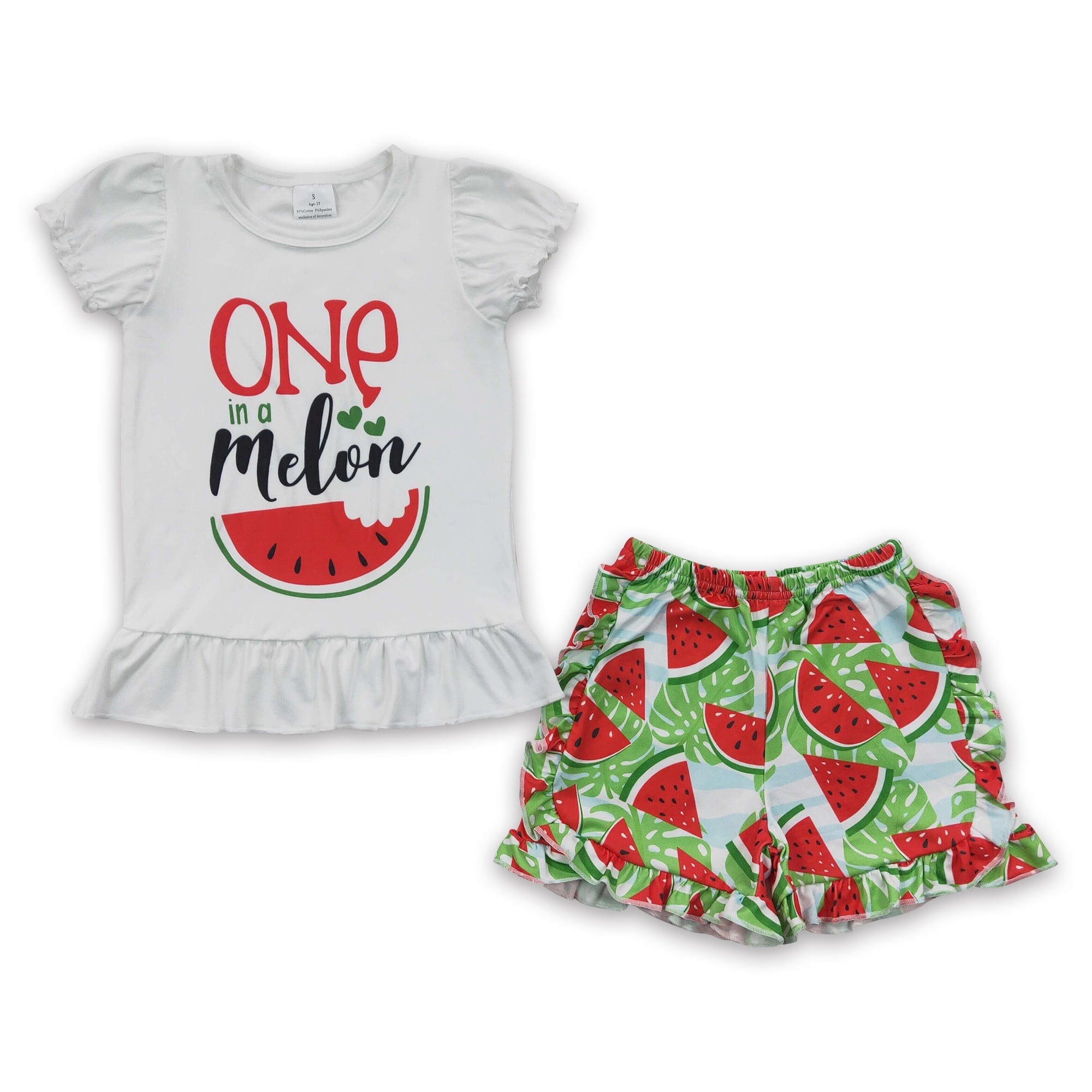 A5-22 kids clothes girls shots set watermelon summer outfit--promotion 2025.4.5 $2.99