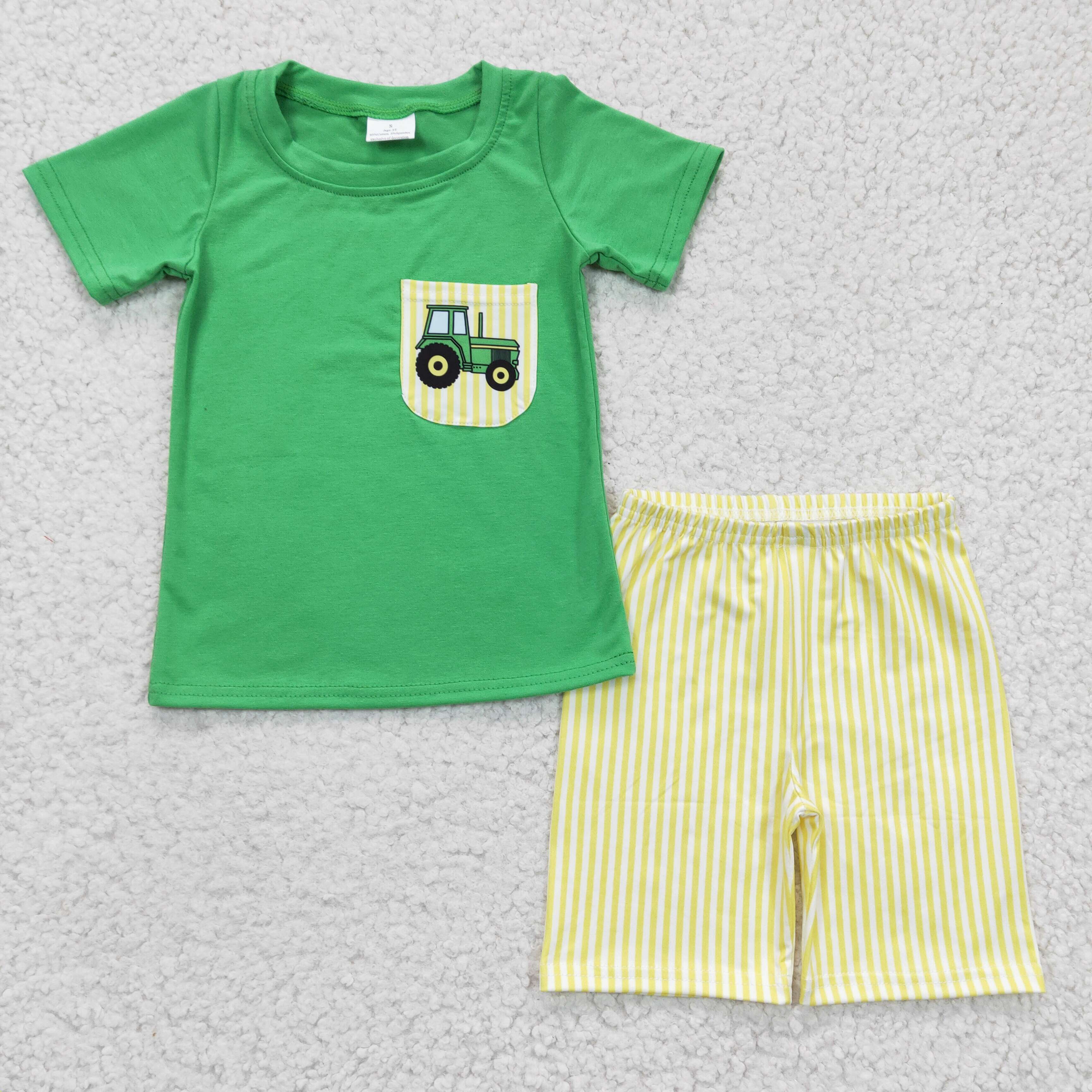 BSSO0058 kids clothes boys green pocket summer outfits-promotion 2025.4.5 $5.5