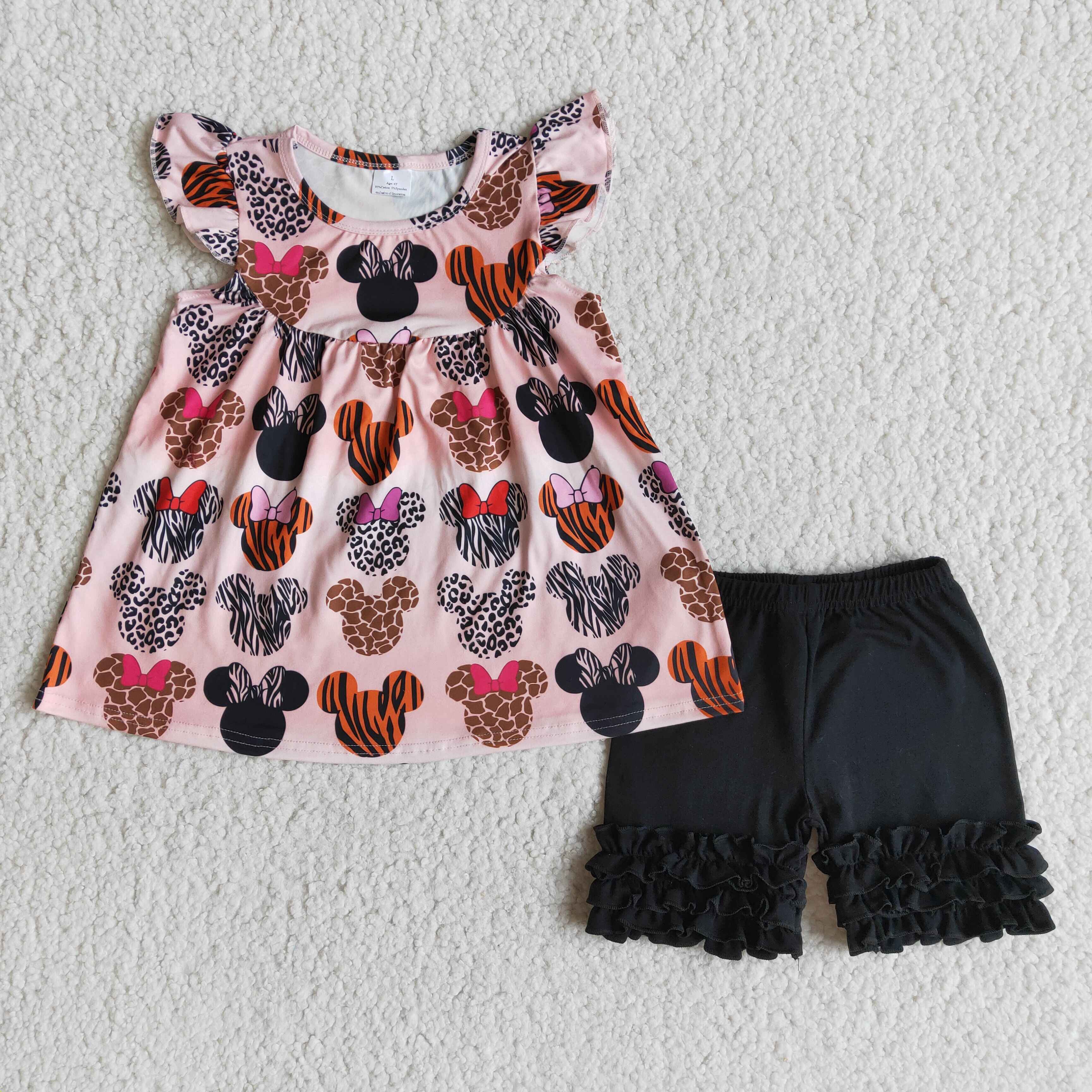 B1-4 girl clothes summer cartoon flutter sleeve set--promotion 2025.4.12 $2.99