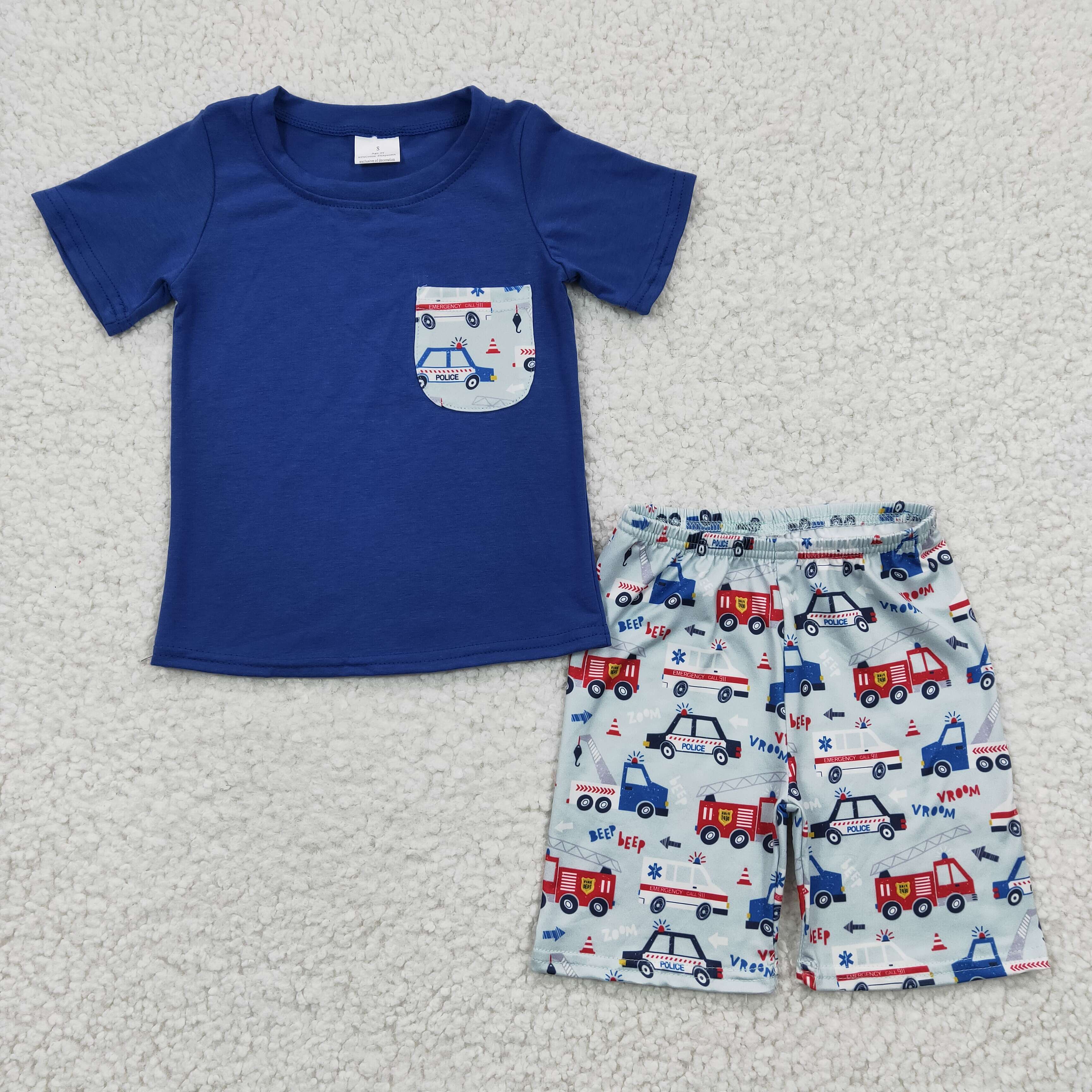 BSSO0121 baby boy clothes blue pocket summer outfits-promotion 2025.5.10 $5.5