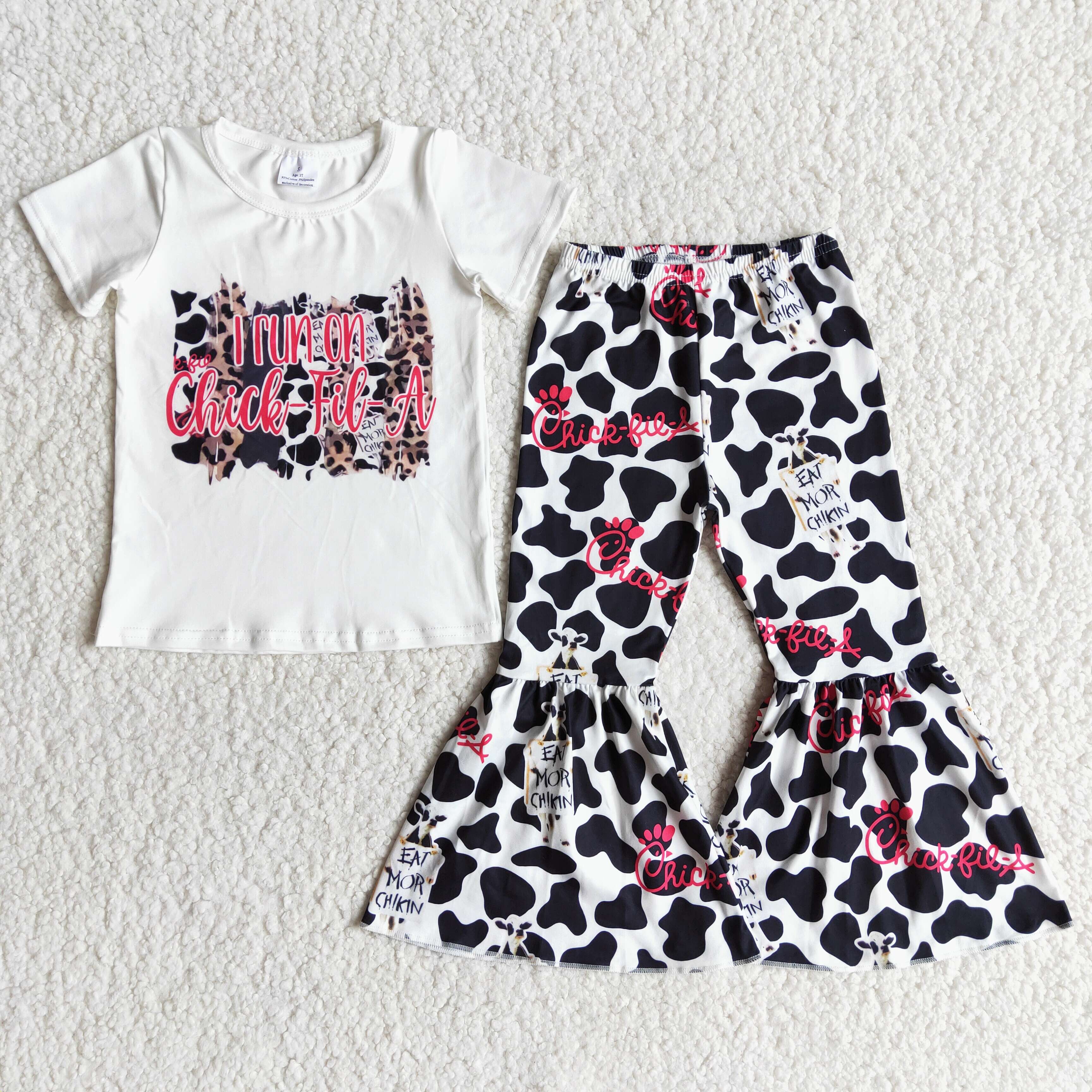 E7-2 girl cow fall spring short sleeve set--promotion 2025.3.29 $2.99