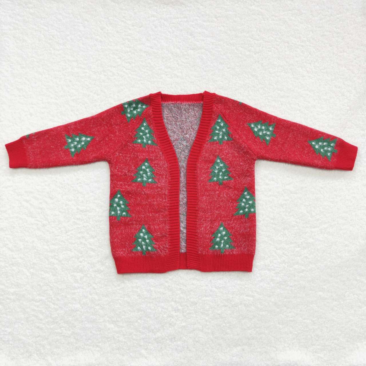 GT0356 toddler girl clothes girl christmas sweater coat red tree christmas cardigan RTS