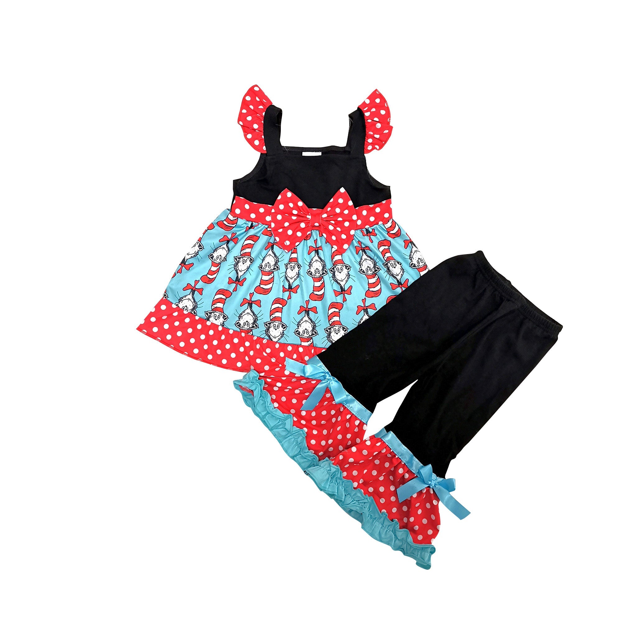 B12-2 girl clothes cartoon flutter sleeve set--promotion 2025.2.22 $2.99