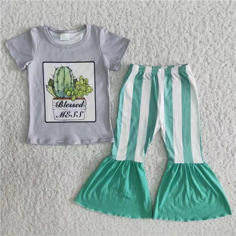 B6-22 girl clothes black cash bell bottom spring fall set-promotion 2025.5.22 $1.99 deadline:18th June.