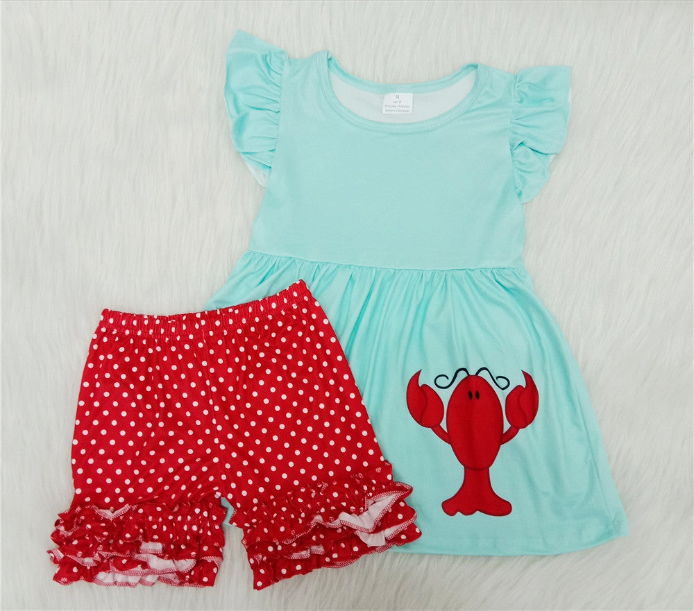 A5-11 baby girl clothes crawfish summer shorts set--promotion 2025.4.26 $2.99