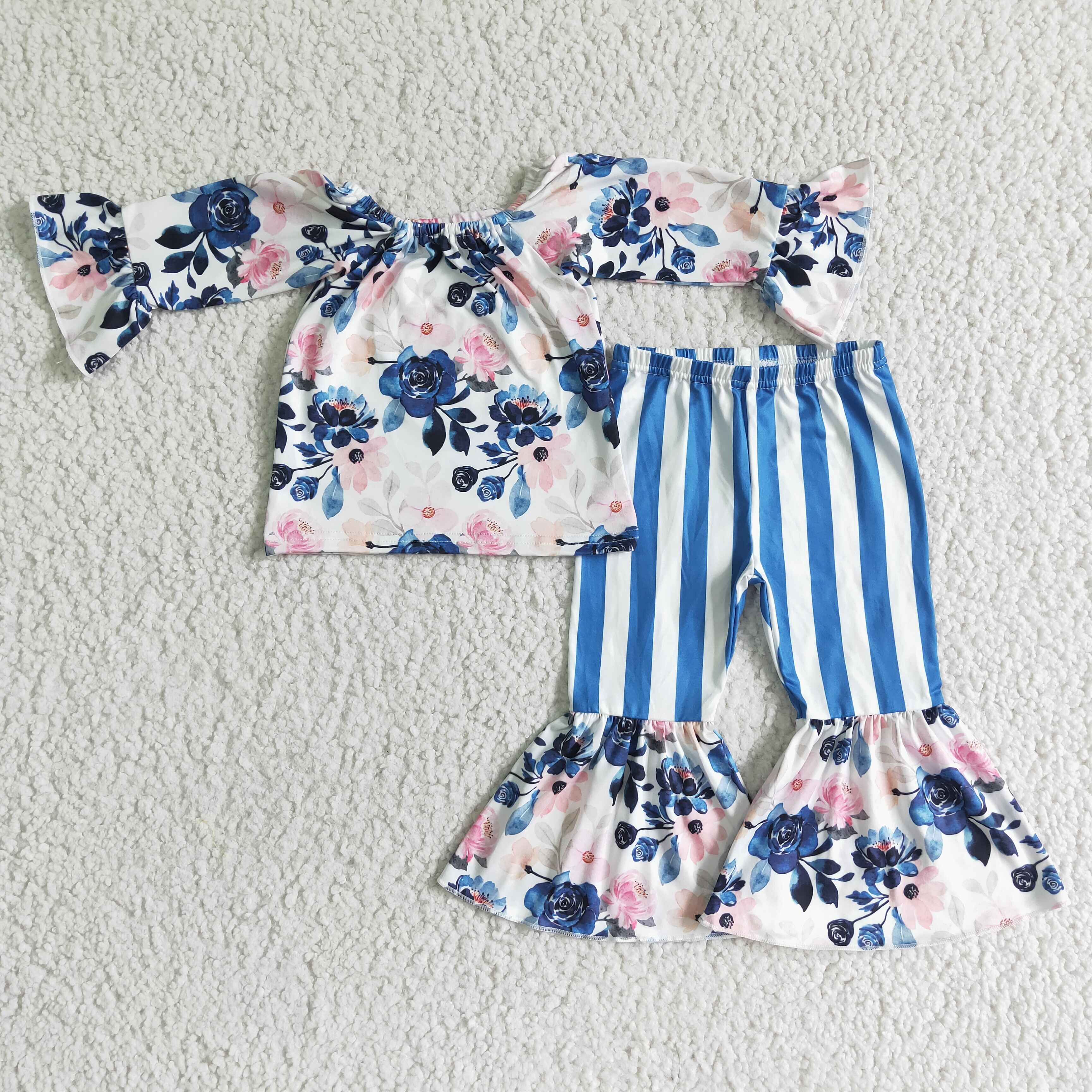 GLP0004 baby girl clothes winter fall floral stripe set-promotion 2025.12.27 $2.99