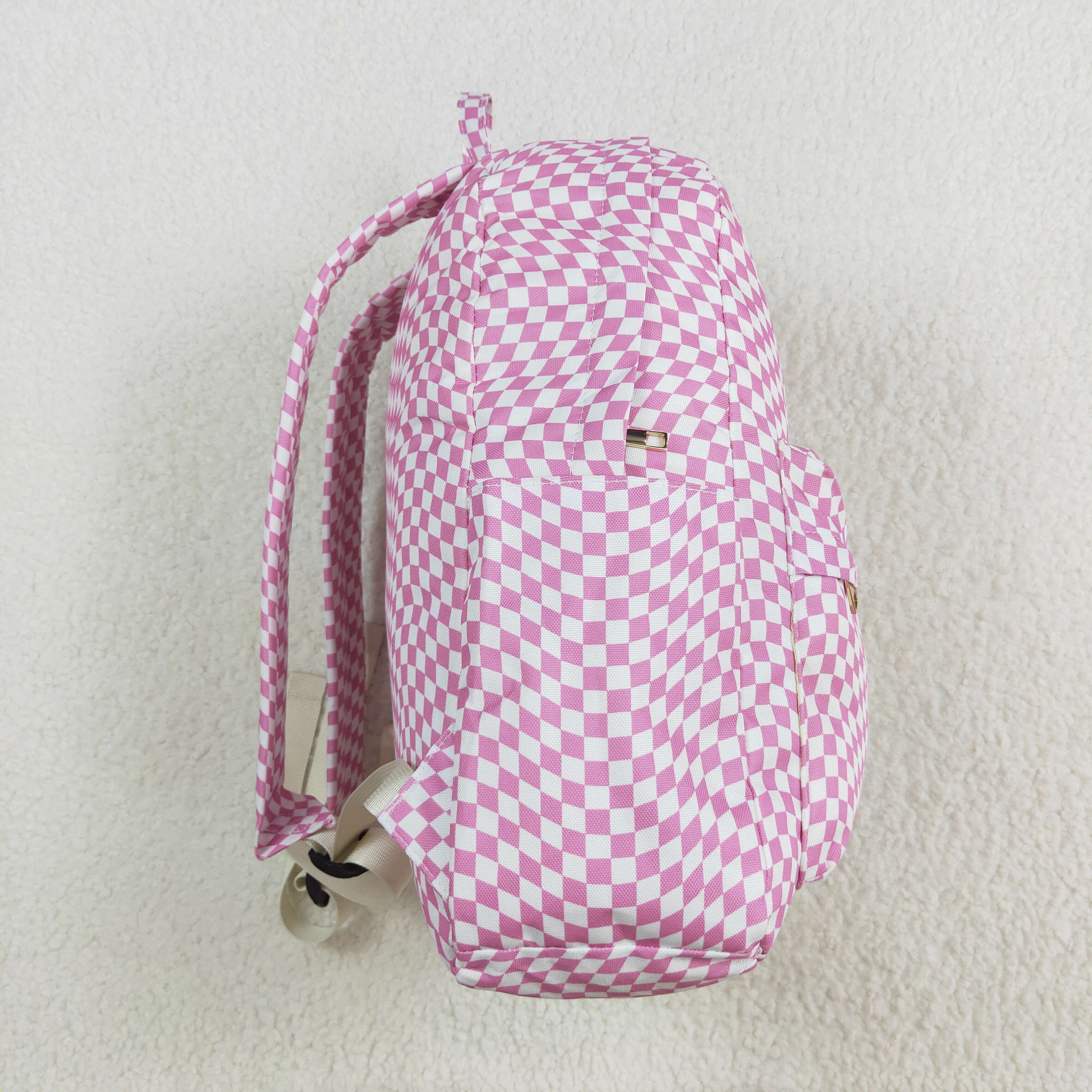 BA0245 RTS toddler backpack pink gingham baby  gift preschool bag