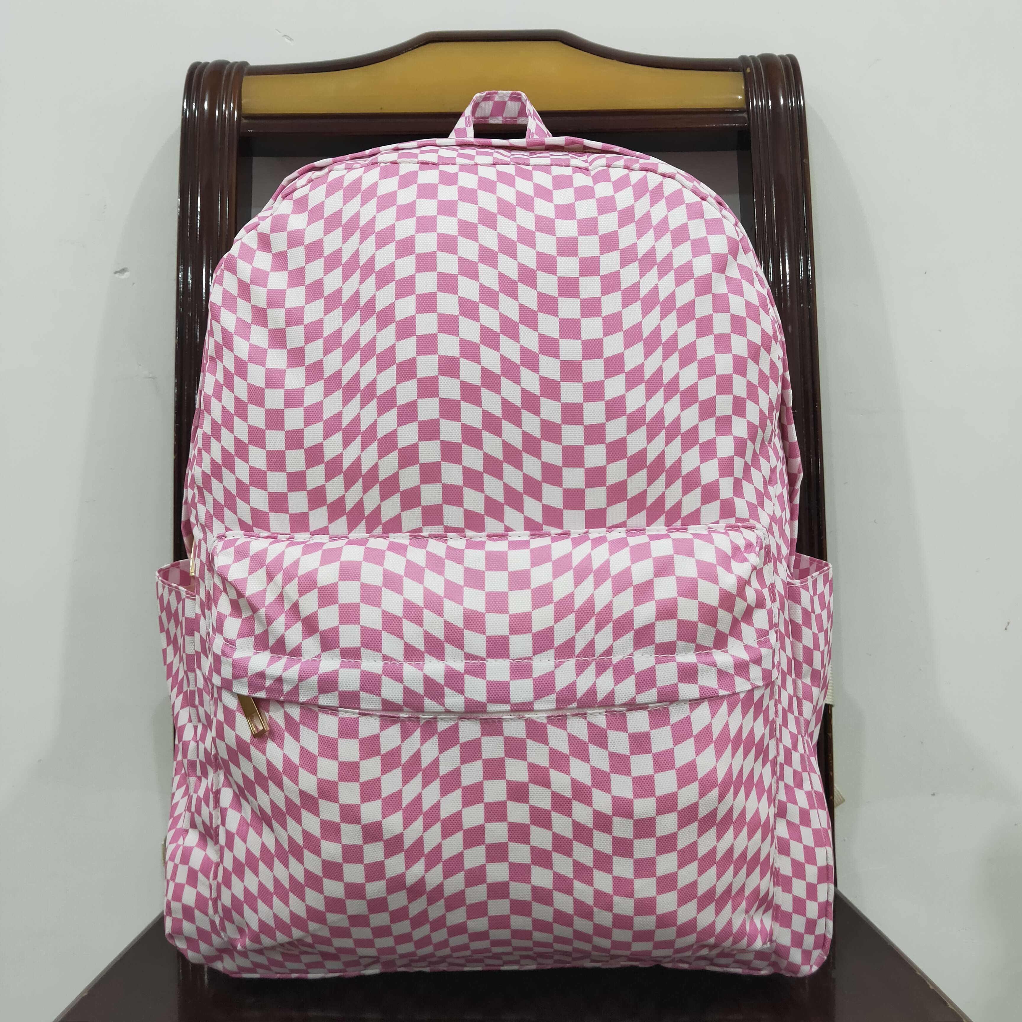 BA0245 RTS toddler backpack pink gingham baby  gift preschool bag
