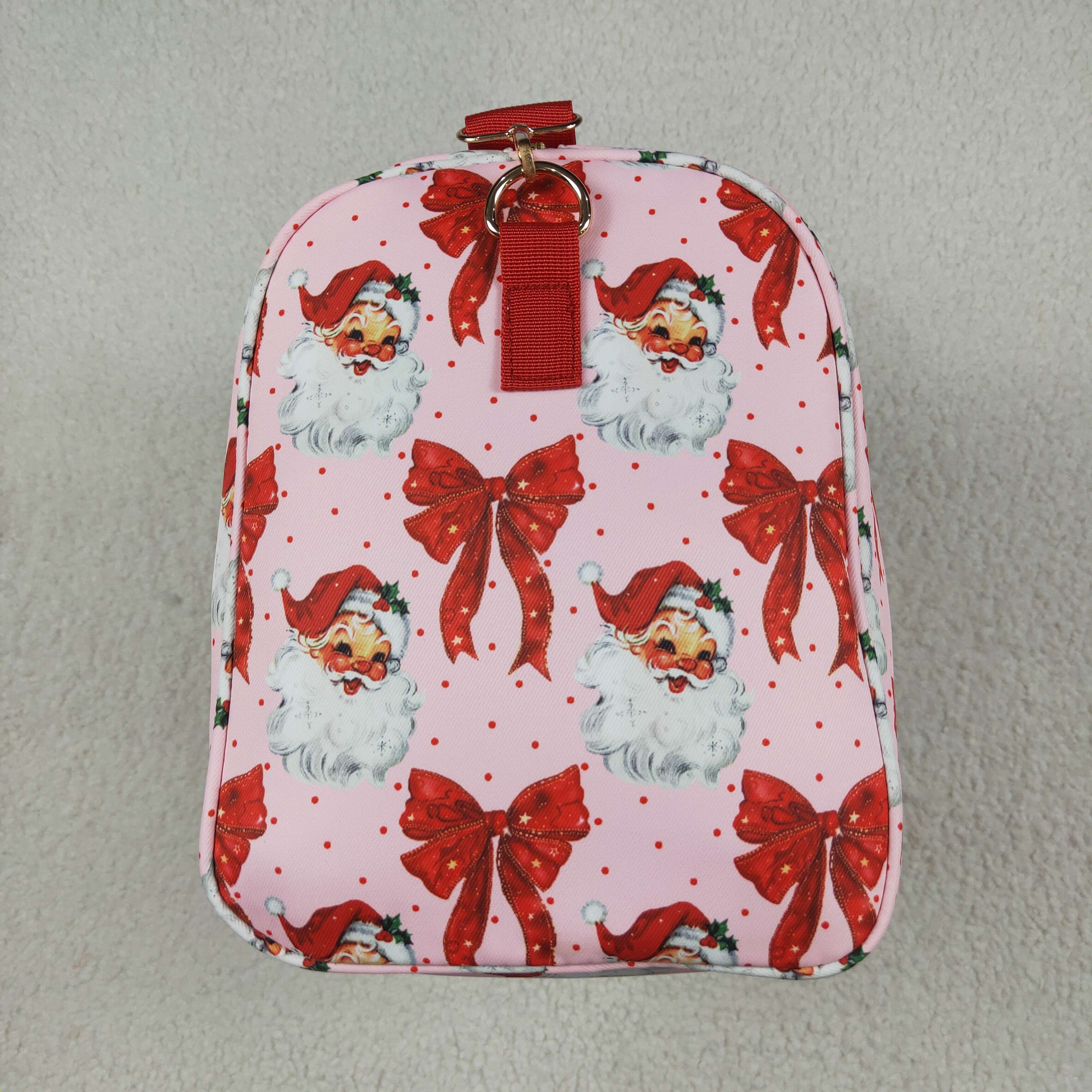 BA0306 RTS Tote Bag Santa Print Girls Christmas Duffels Bag Handbag