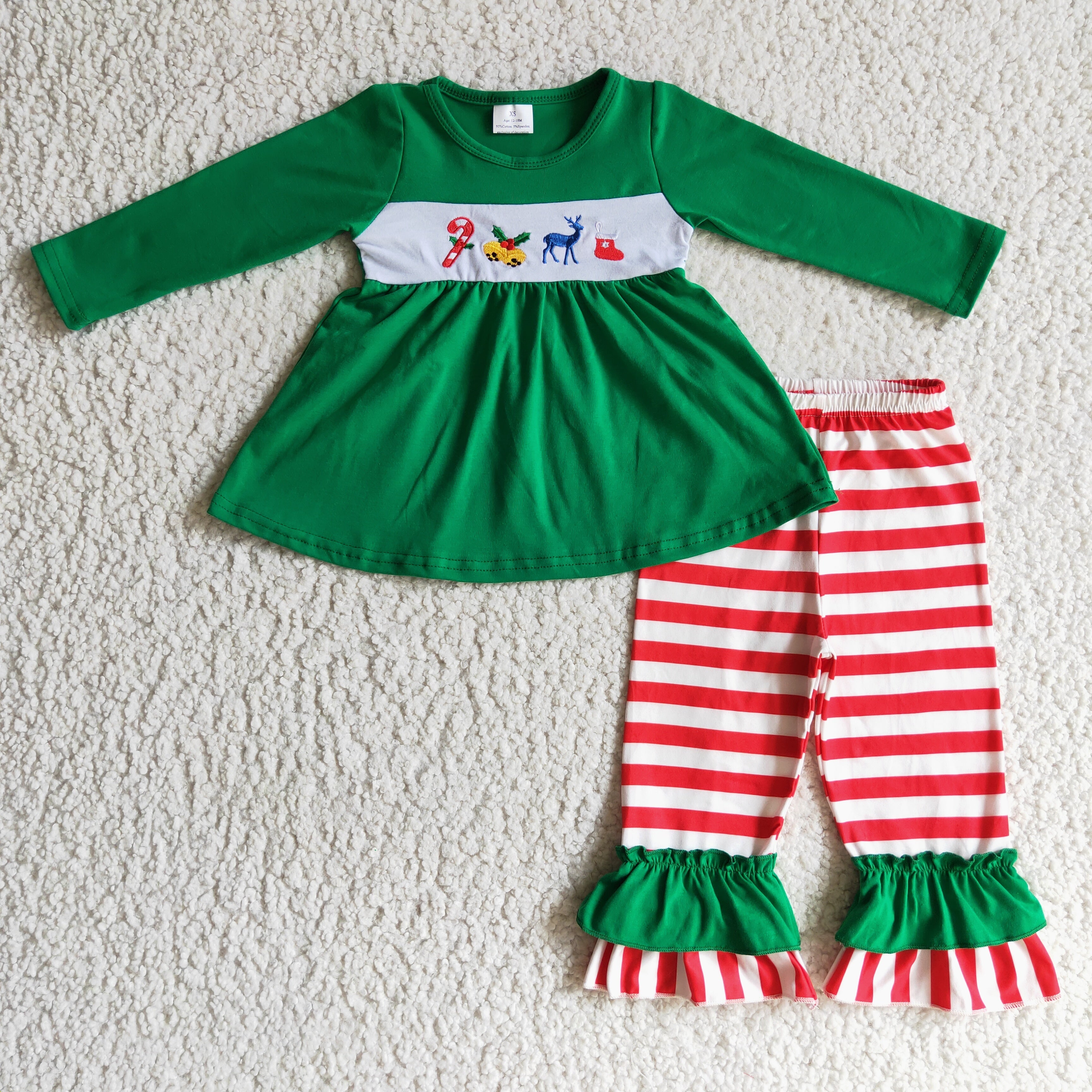 GLP0166 baby girl clothes green embroidery baby christmas outfit embroidered-promotion 2025.10.25 $5.5